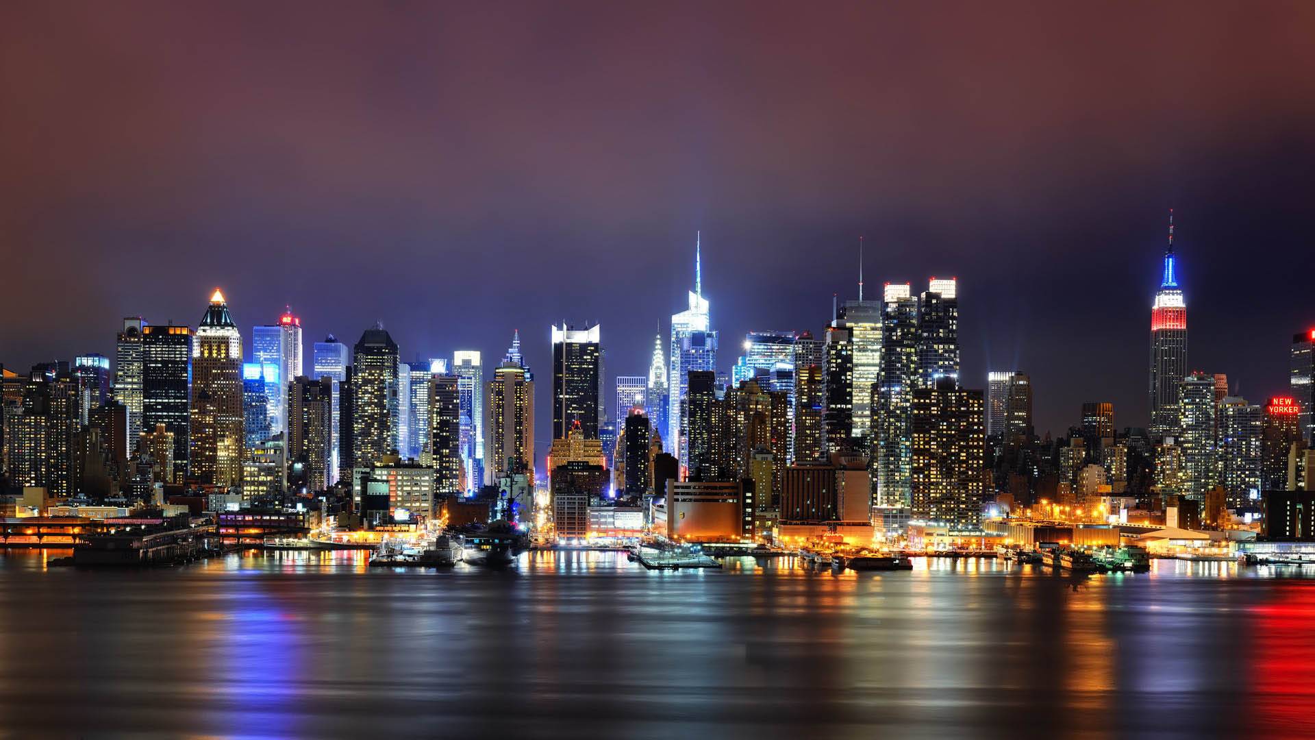 Skyline di New York notturno, 1920x1080 Full HD, Desktop