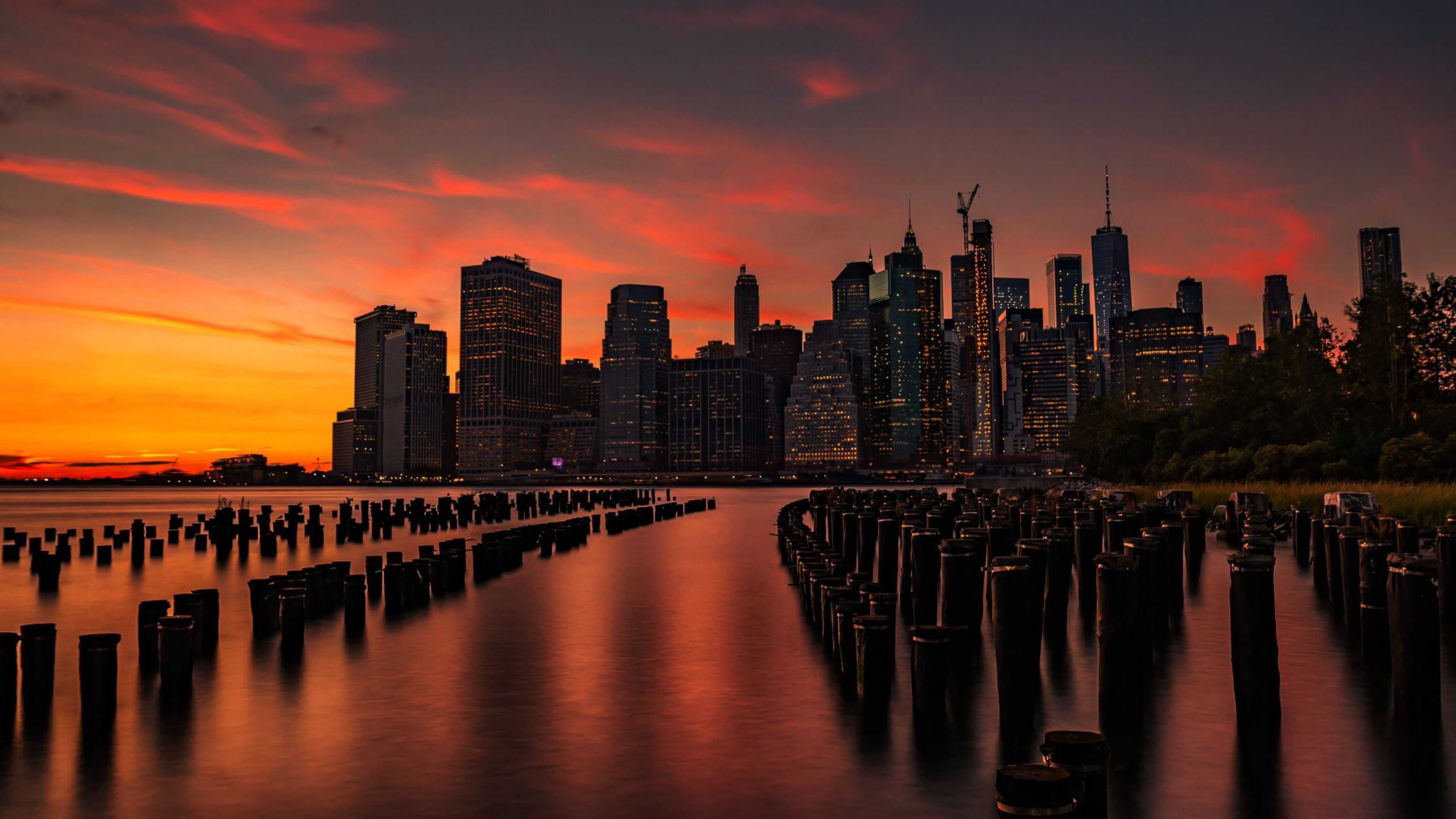 Skyline New York al tramonto, 3840x2160 UHD, PC 4K
