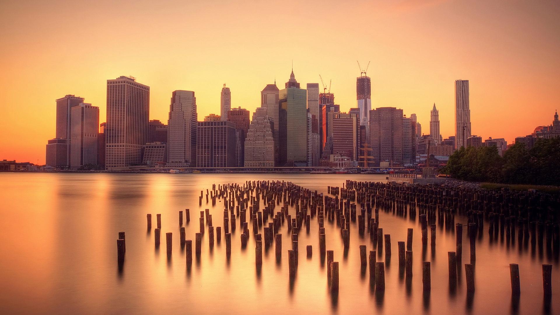 Skyline New York al tramonto, 1920x1080 Full HD 1080p, Desktop