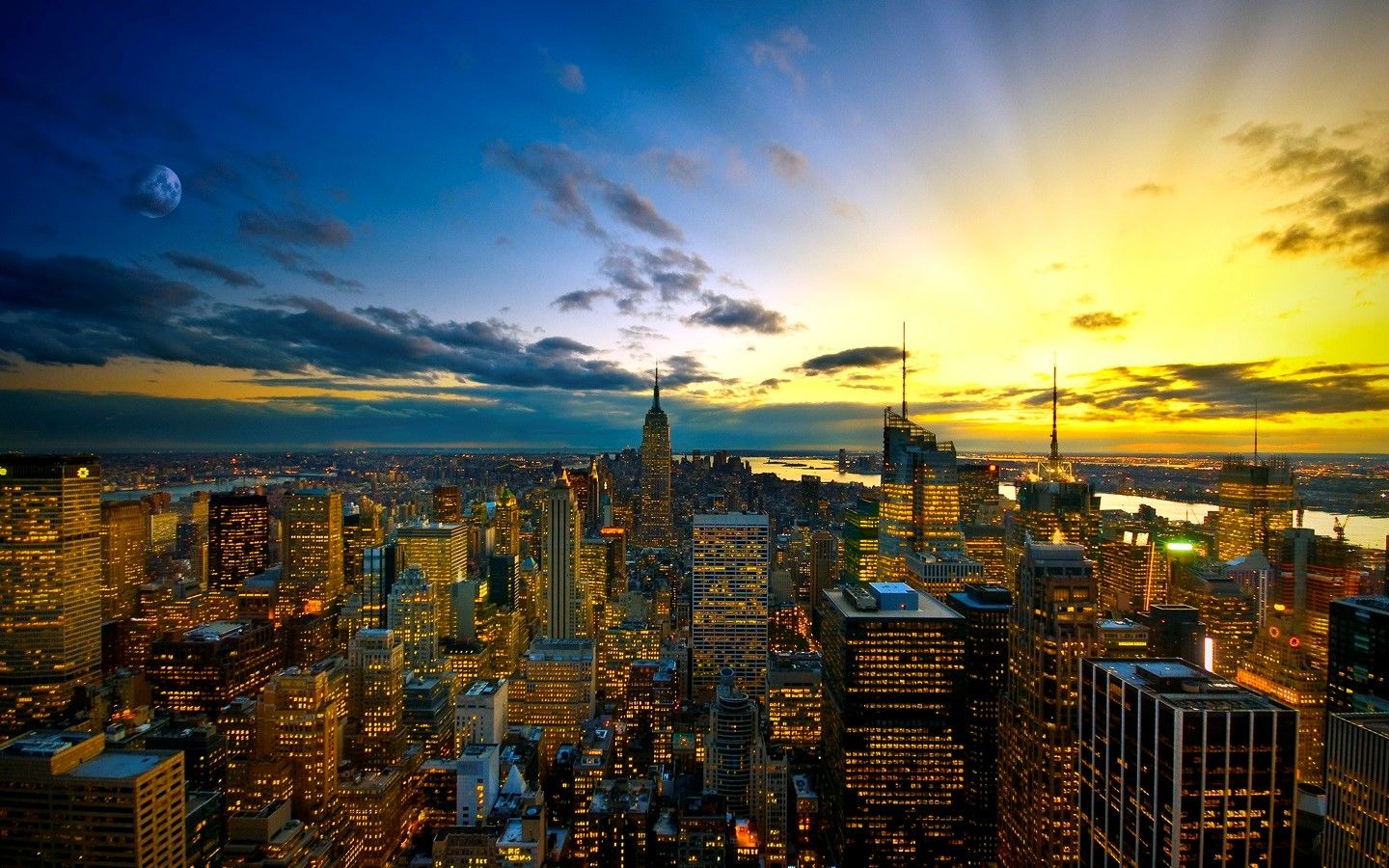 Skyline di New York al tramonto, 1440x900 720p, Laptop