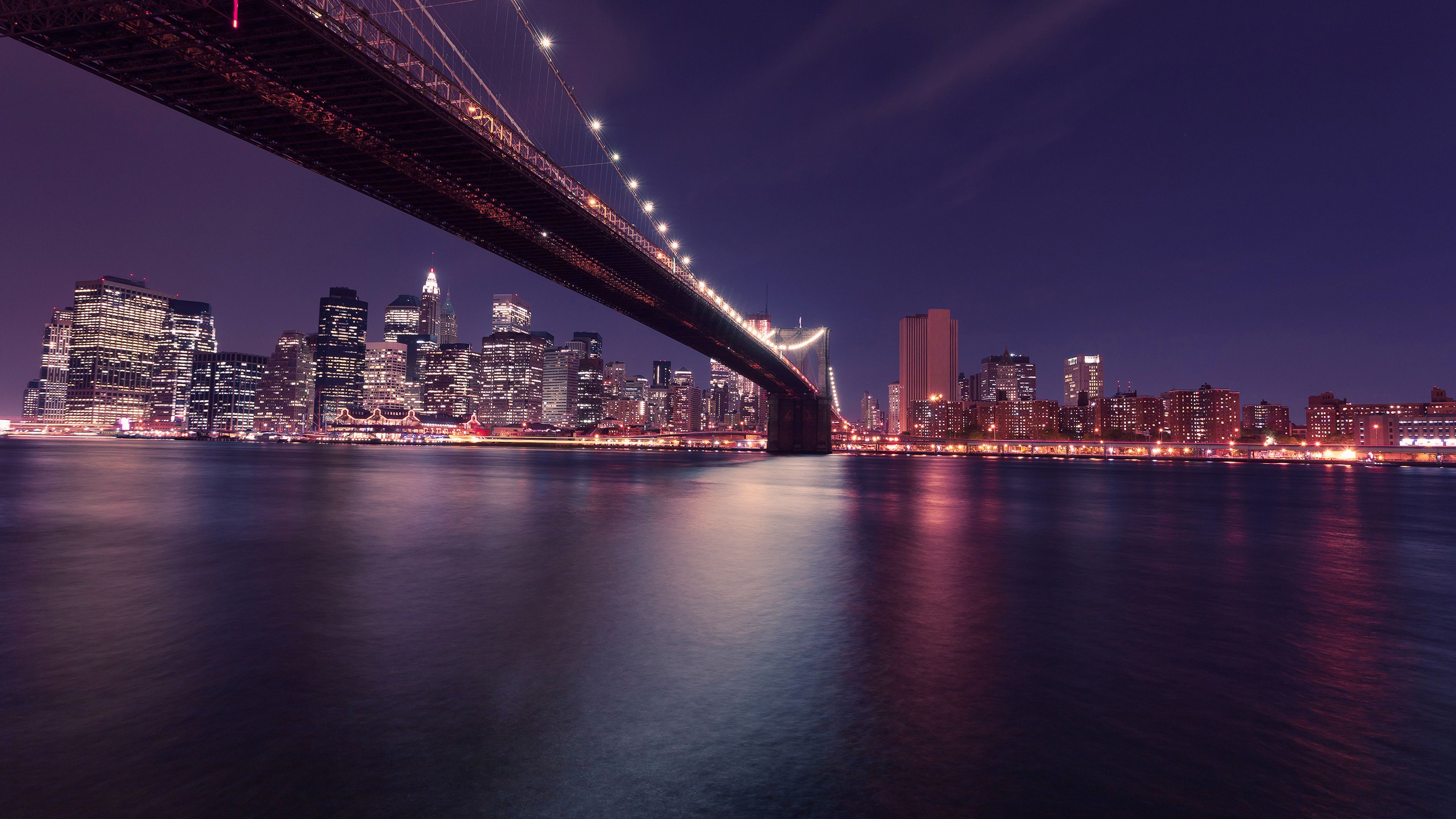 Ponte di Brooklyn notturno, 3840x2160 UHD, Monitor 4K