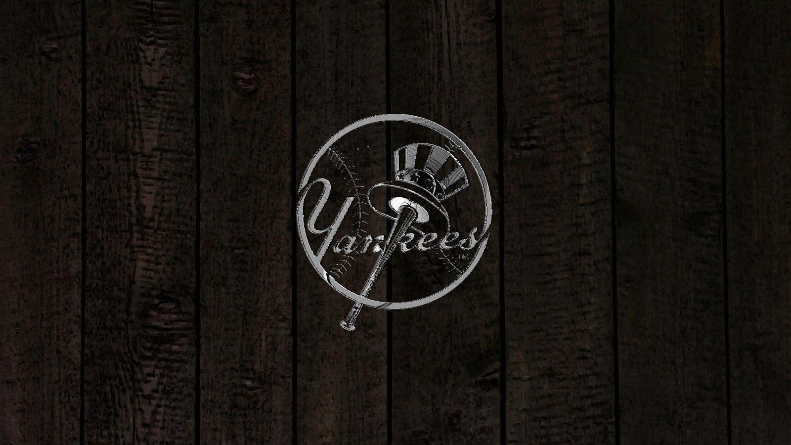 Logo New York Yankees legno scuro, 1600x900 HD Ready, PC