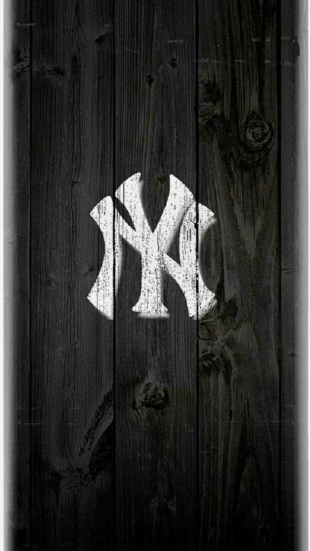 Logo Yankees su legno nero, 1080x1920 Full HD Verticale, iPhone