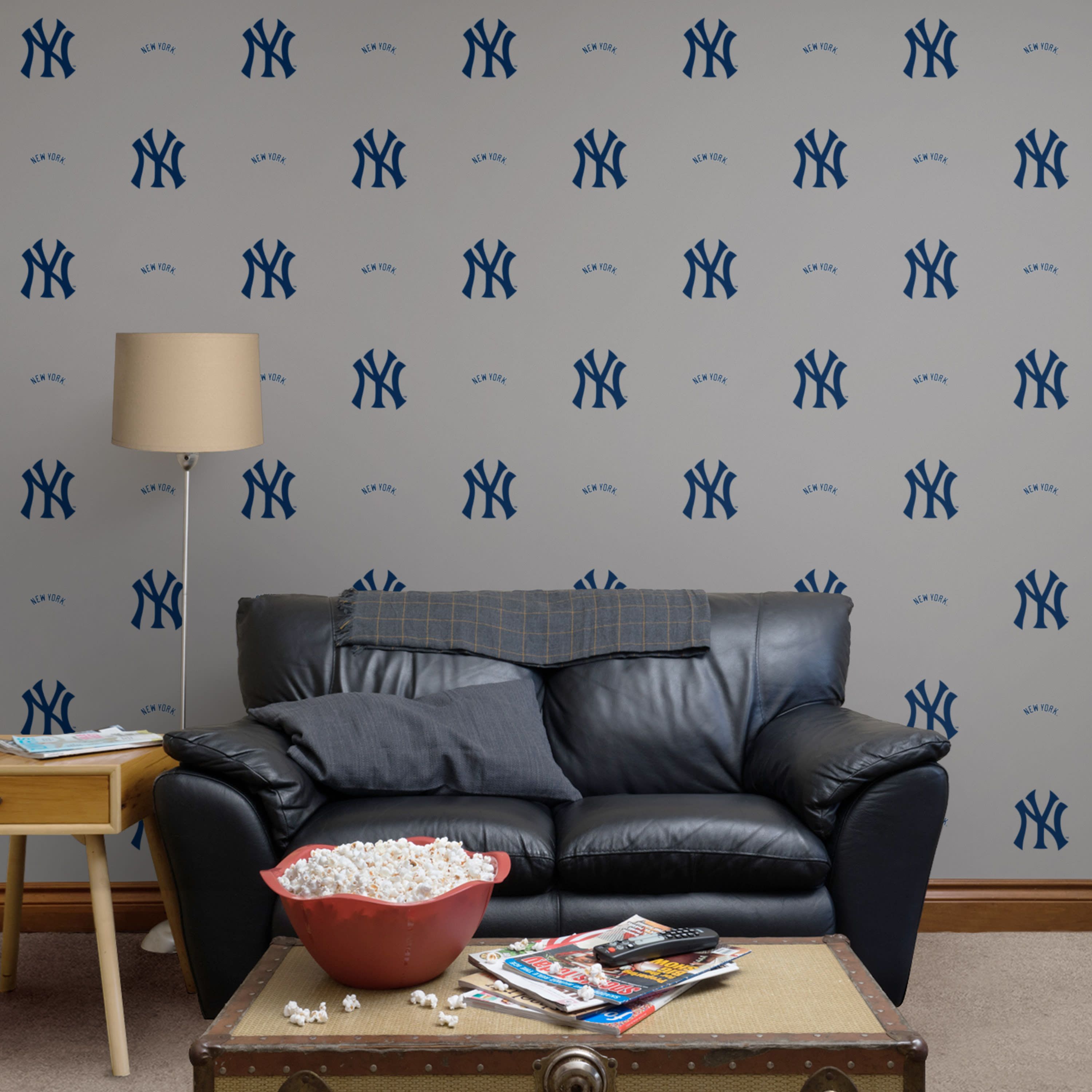 Logo Yankees pattern grigio parete, 3000x3000 2K+, Laptop
