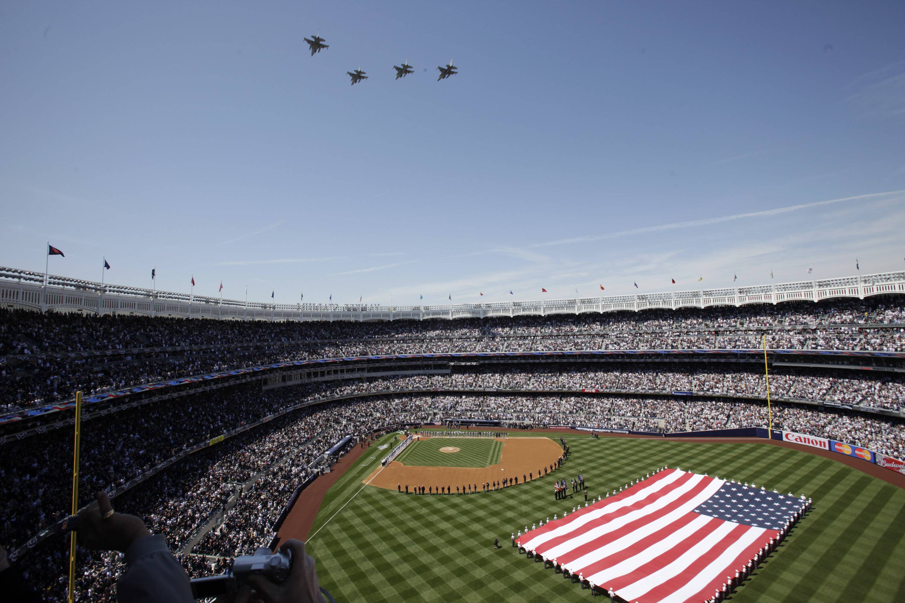 Yankee Stadium bandiera americana jet, 3000x2000 2K+, PC