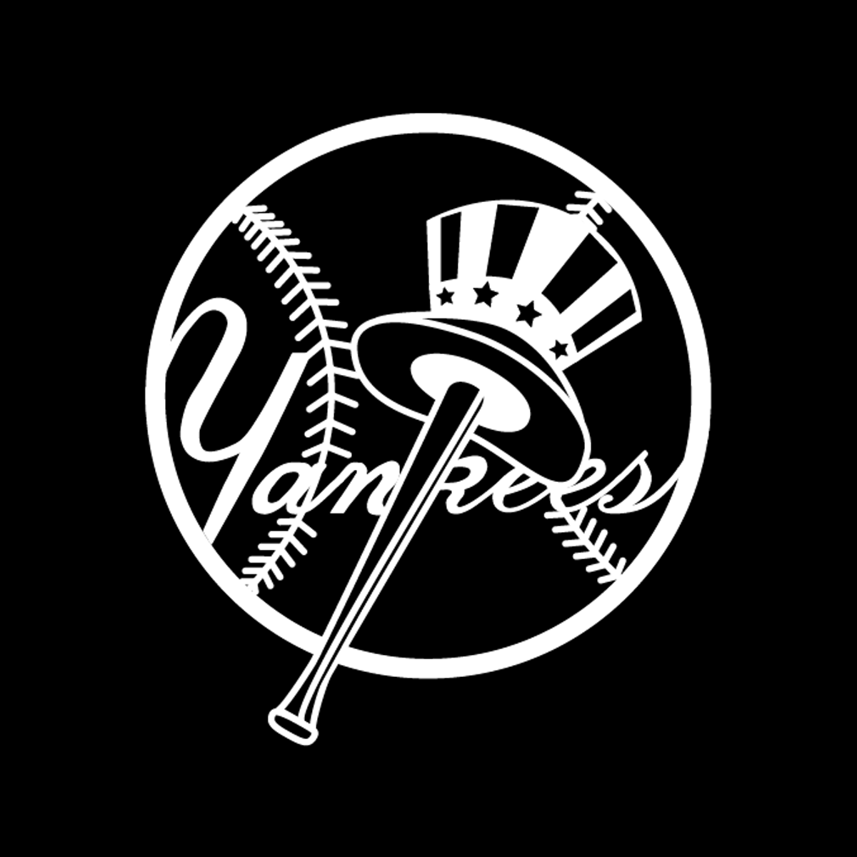 Logo New York Yankees bianco nero, 1200x1200 HD, Laptop