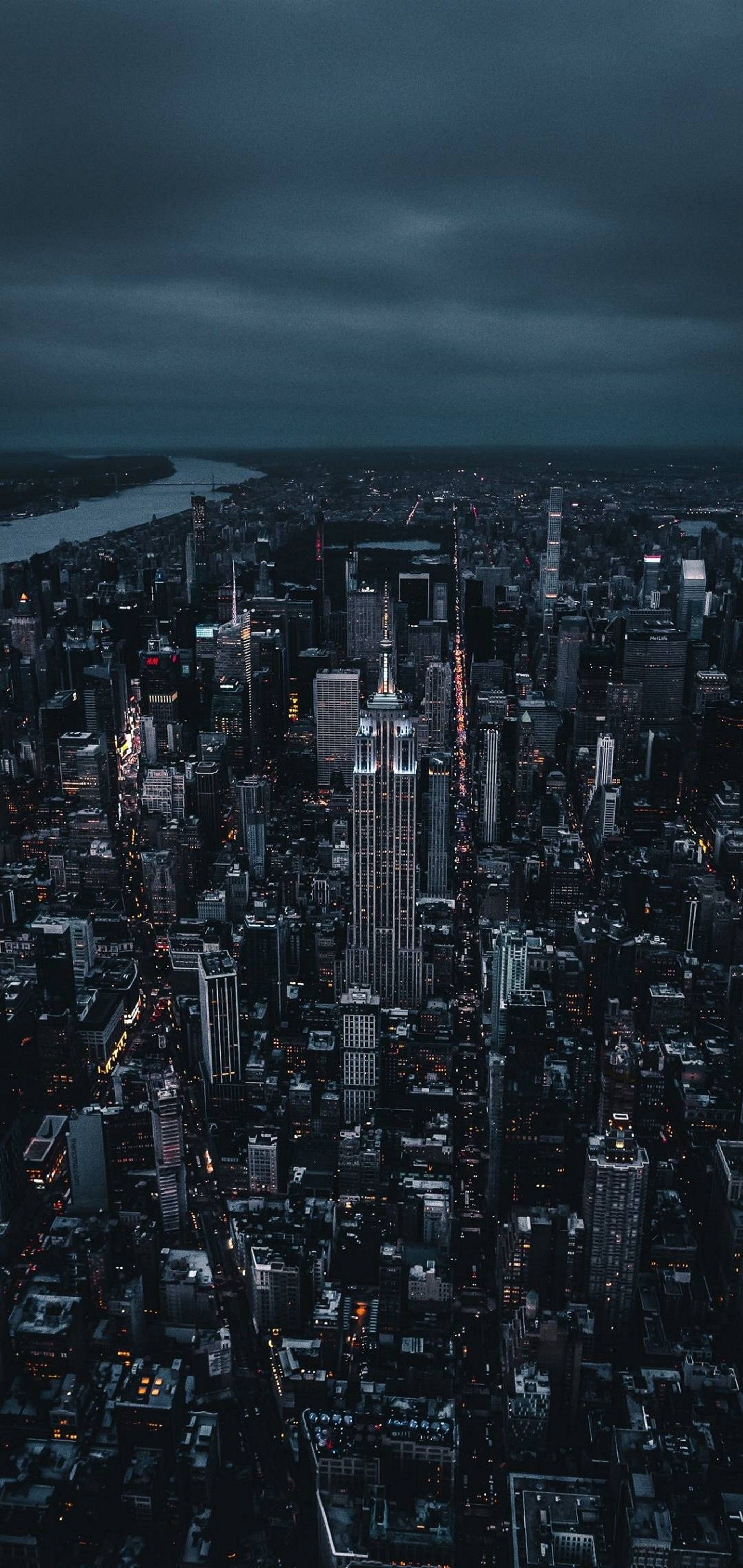 Skyline New York City notturno, 1440x3040 Verticale, Mobile