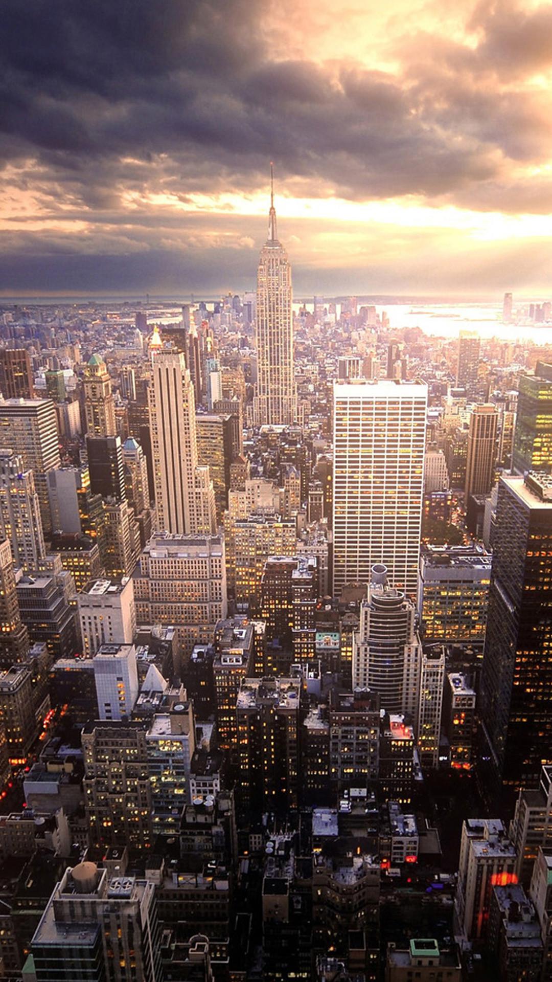 Skyline di New York al tramonto, 1080x1920 Verticale, Telefono