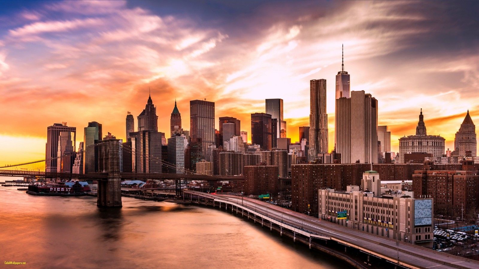 Skyline New York al tramonto, 1600x900 900p, iMac