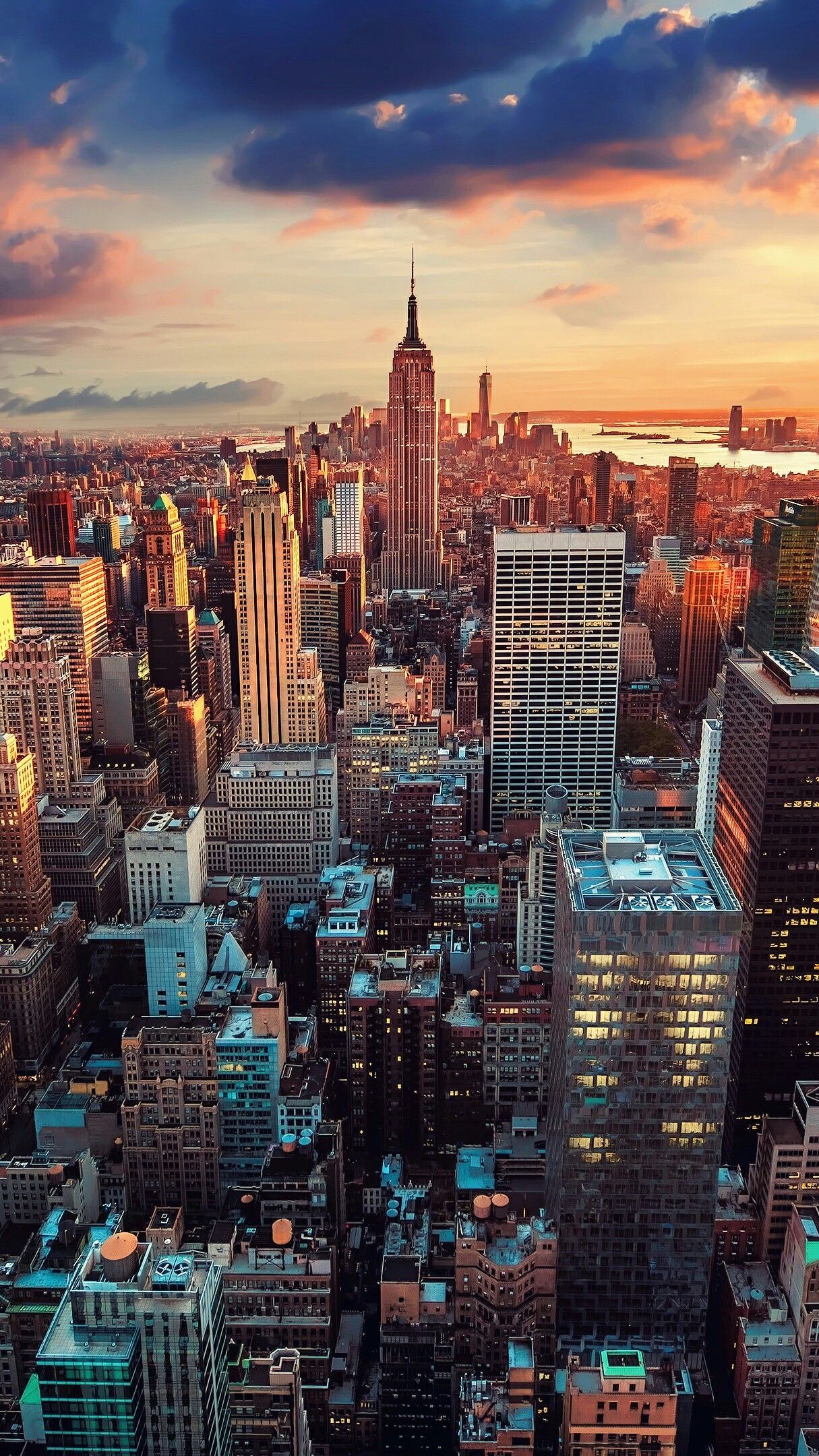 Skyline New York al tramonto, 1215x2160 Full HD Verticale, Smartphone