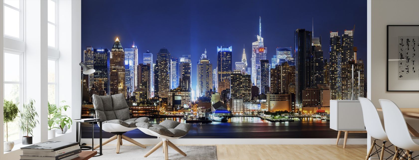 Skyline New York notturno murale, 1682x645 Ultrawide, Dual Monitor