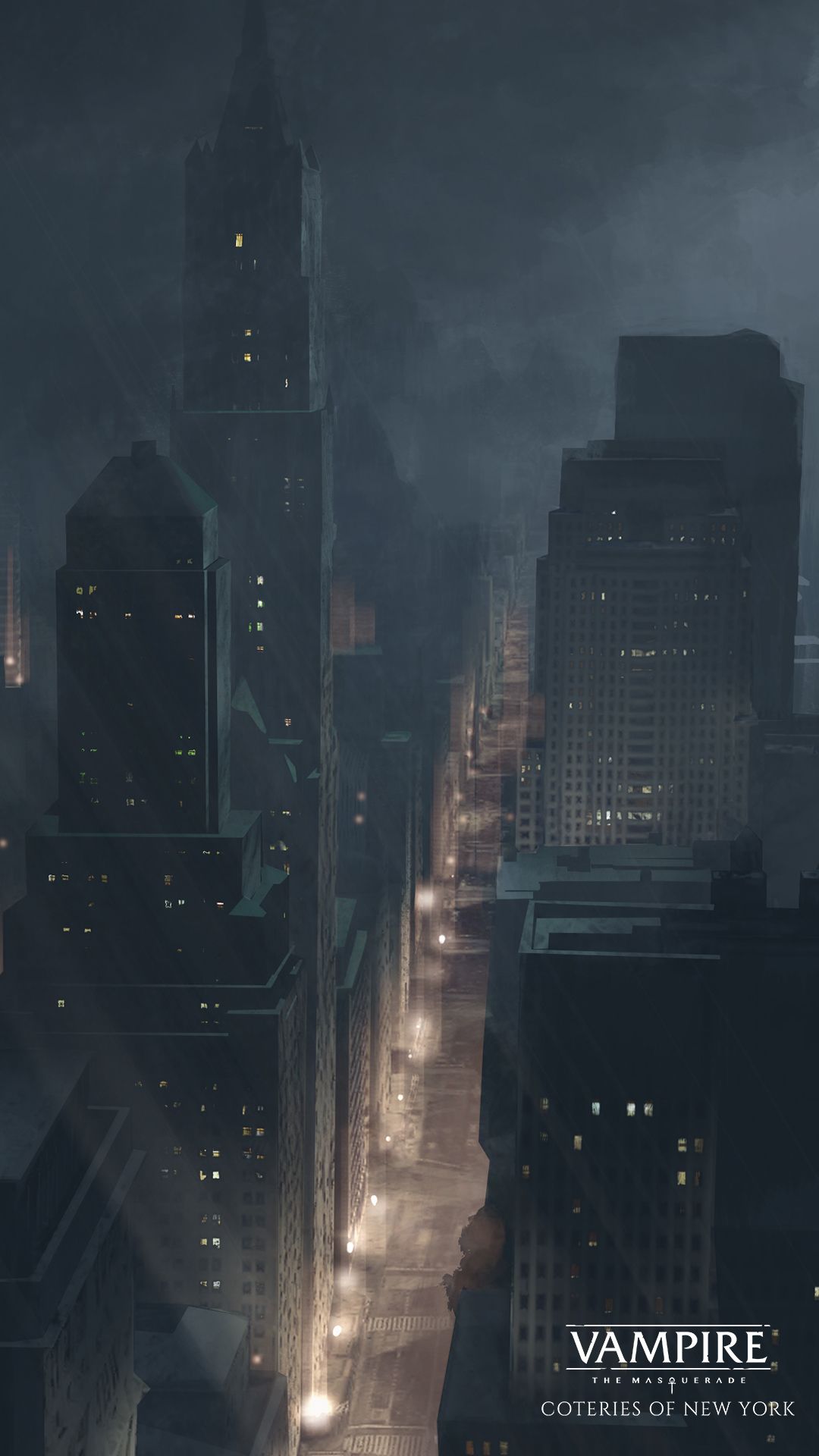 Skyline notturno New York nebbioso, 1080x1920 Full HD Verticale, Smartphone
