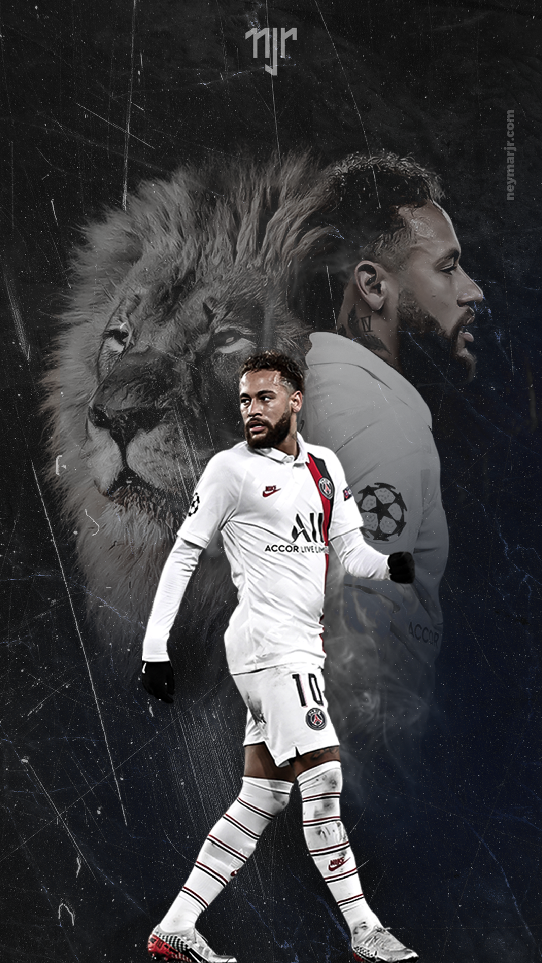 Neymar Jr PSG leone, calciatore brasiliano, 1080x1920 Full HD Verticale, Smartphone