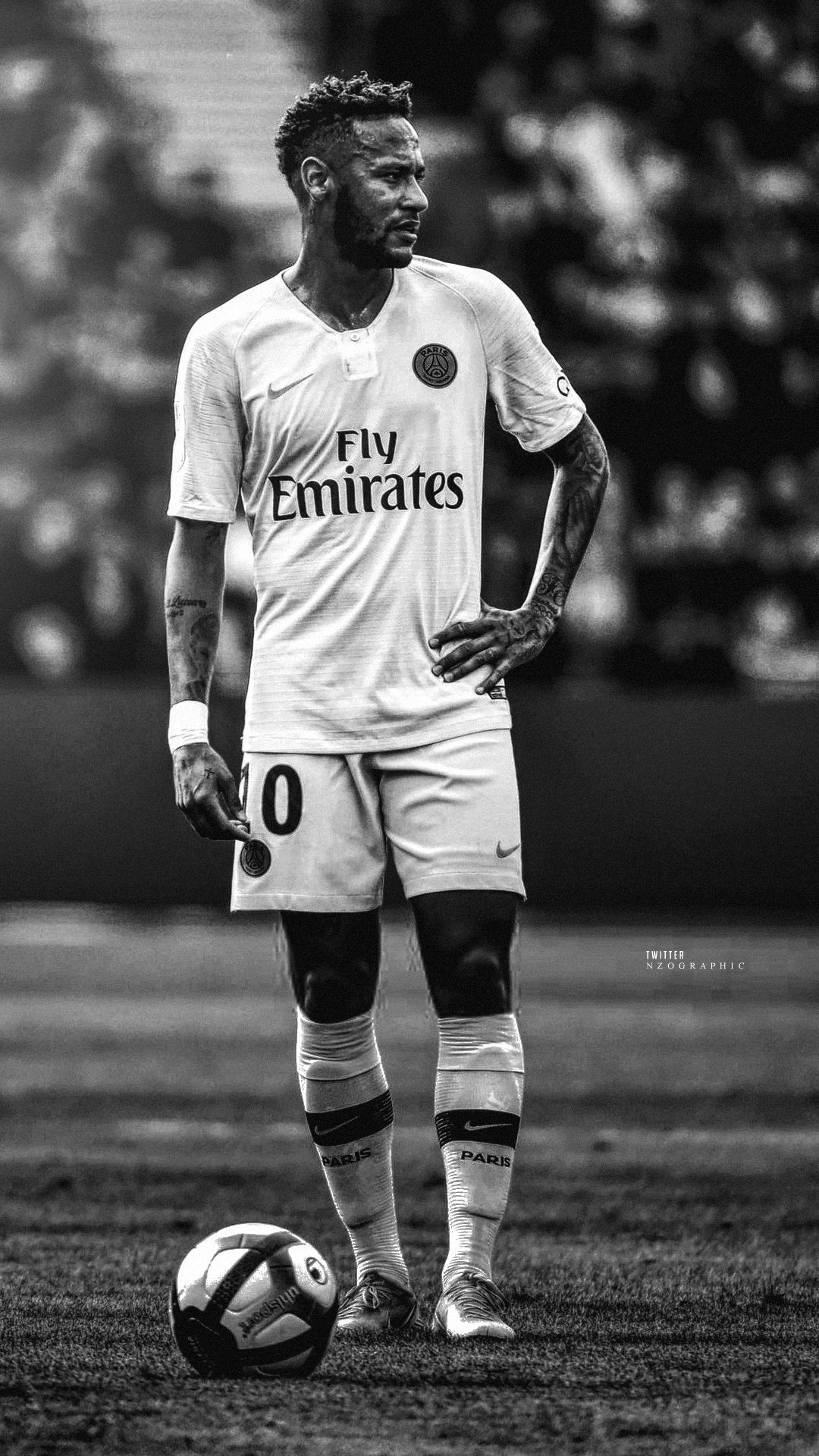 Neymar maglia PSG bianco/nero, 1080x1920 Verticale, Mobile