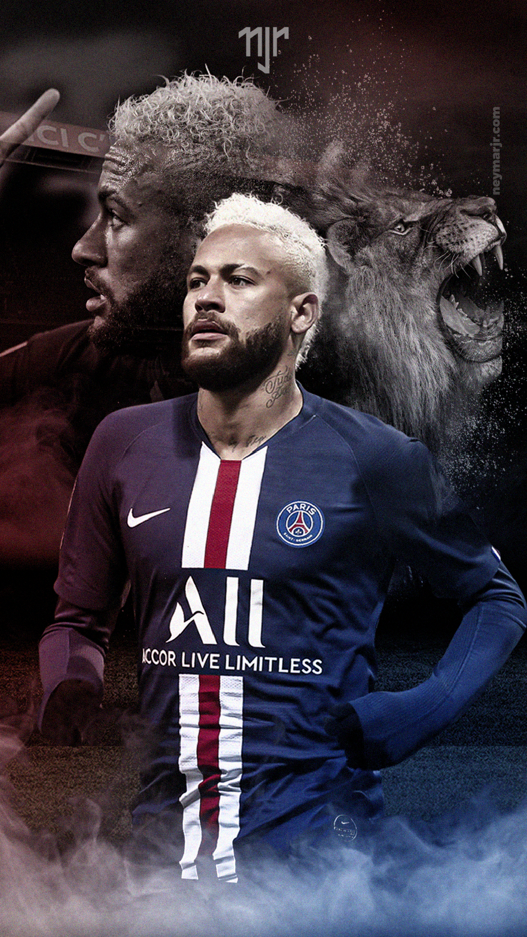 Neymar Jr PSG leone, calciatore brasiliano, 1080x1920 Full HD Verticale, iPhone