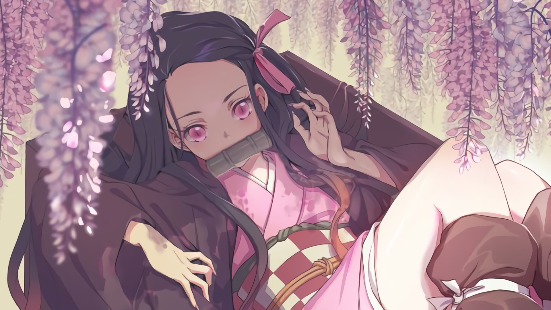 Nezuko Demon Slayer glicine, anime, 1920x1080 Full HD, PC