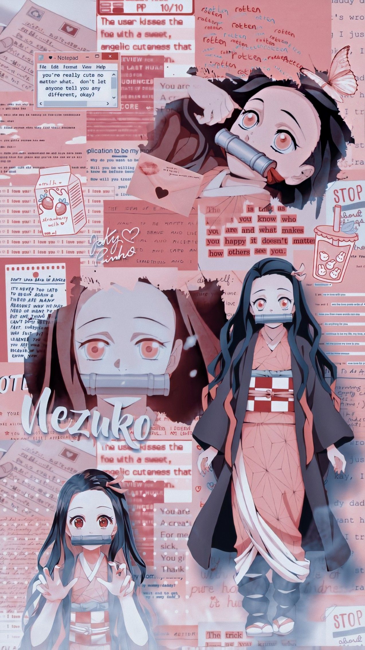 Nezuko Demon Slayer collage, 1274x2268 Verticale, Telefono