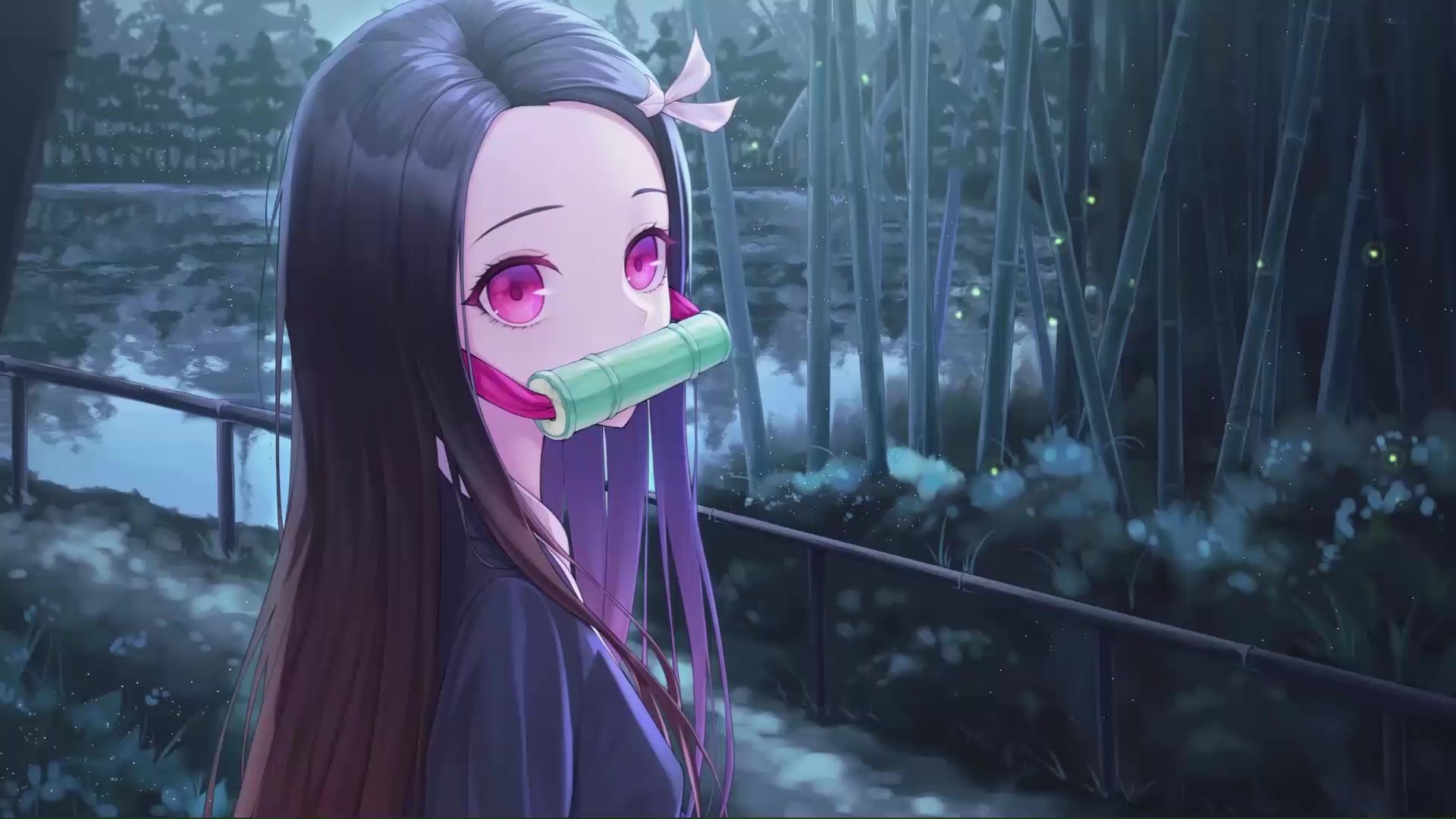 Nezuko vicino a un lago, 1920x1080 Full HD 1080p, PC Desktop