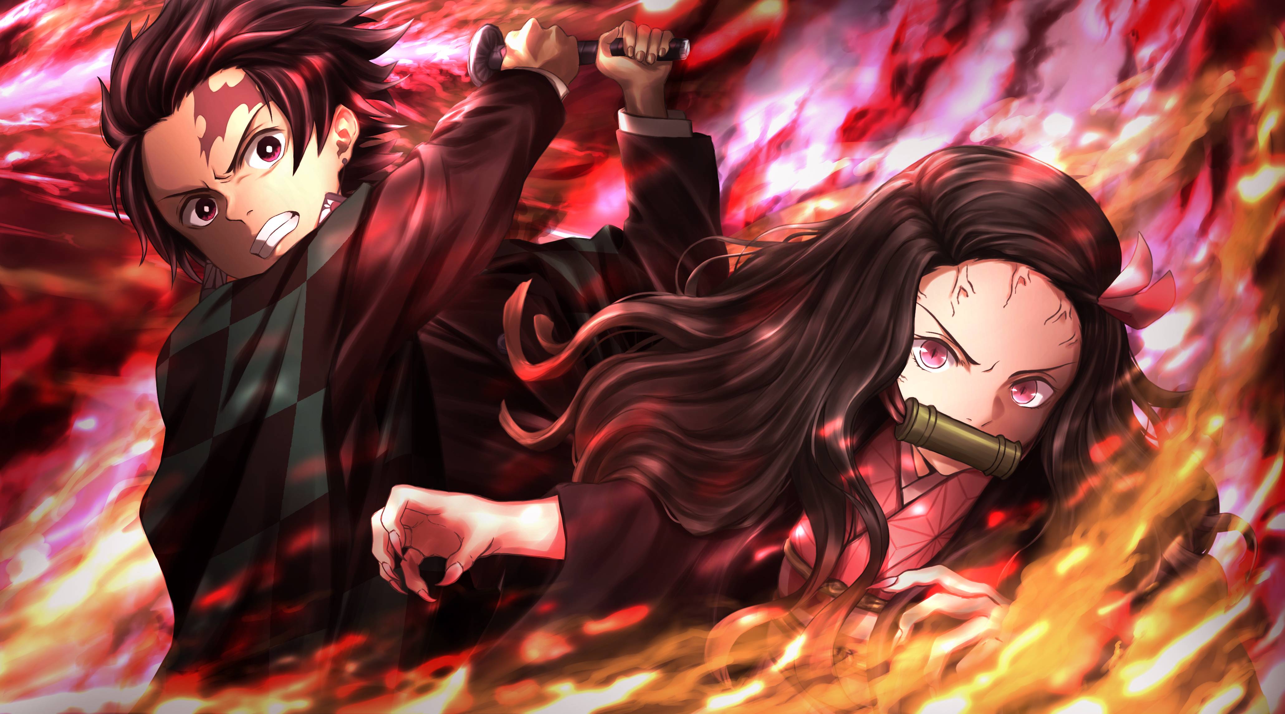 Nezuko e Tanjiro, Demon Slayer, 4123x2293 UHD, PC 4K