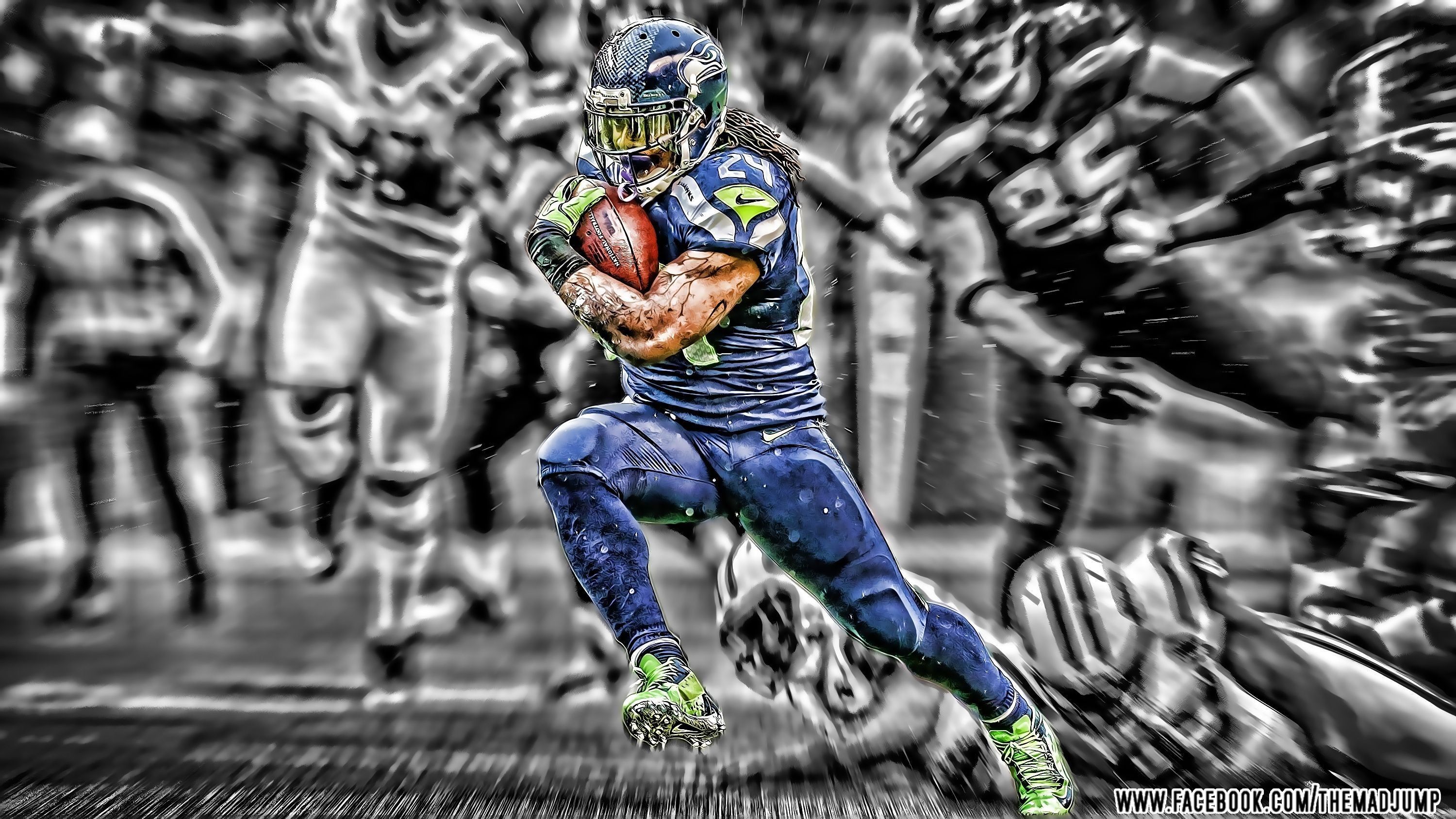 Giocatore football americano Seahawks, 3000x1688 2K+, Desktop