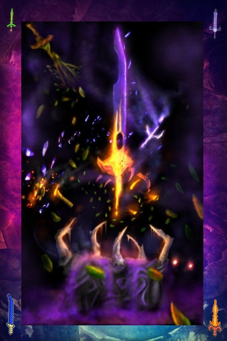Spada infuocata Terraria viola, 730x1095 Full HD Verticale, Smartphone
