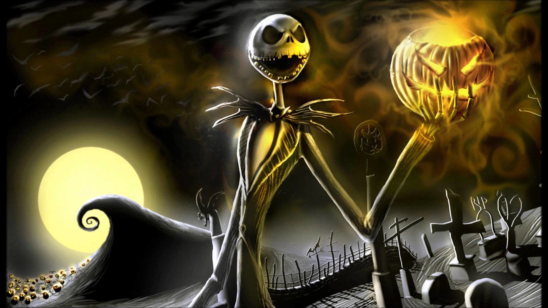 Jack Skellington con zucca luminosa, 1920x1080 Full HD 1080p, PC Desktop