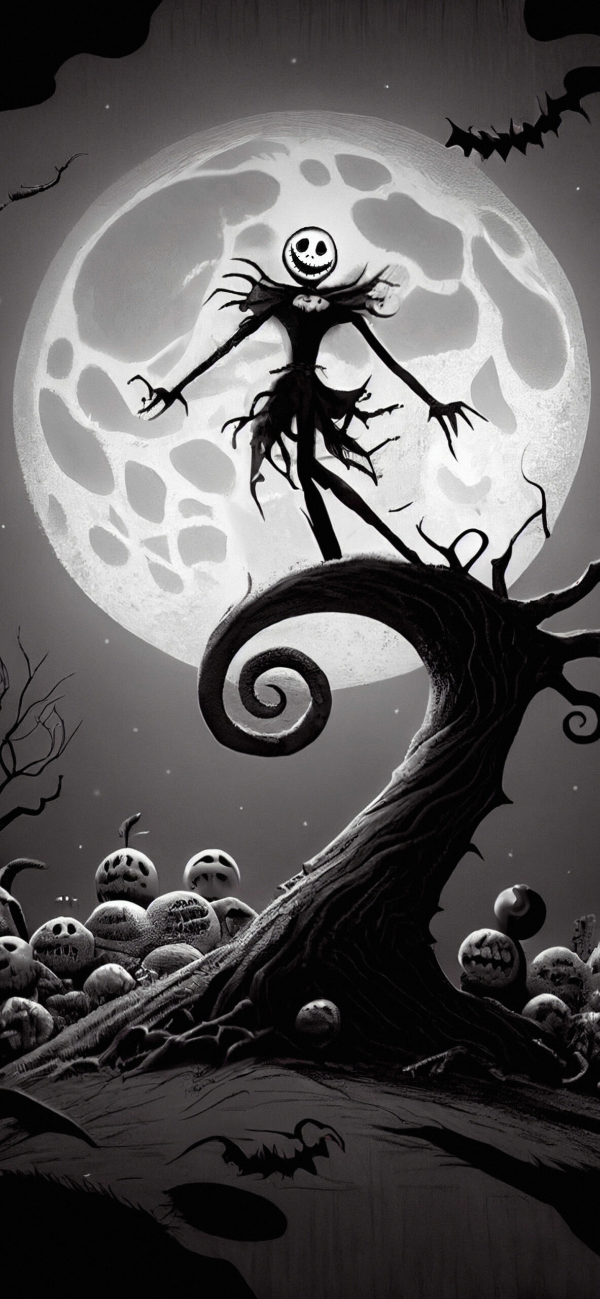 Jack Skellington luna nera, 1183x2560 Verticale, Mobile