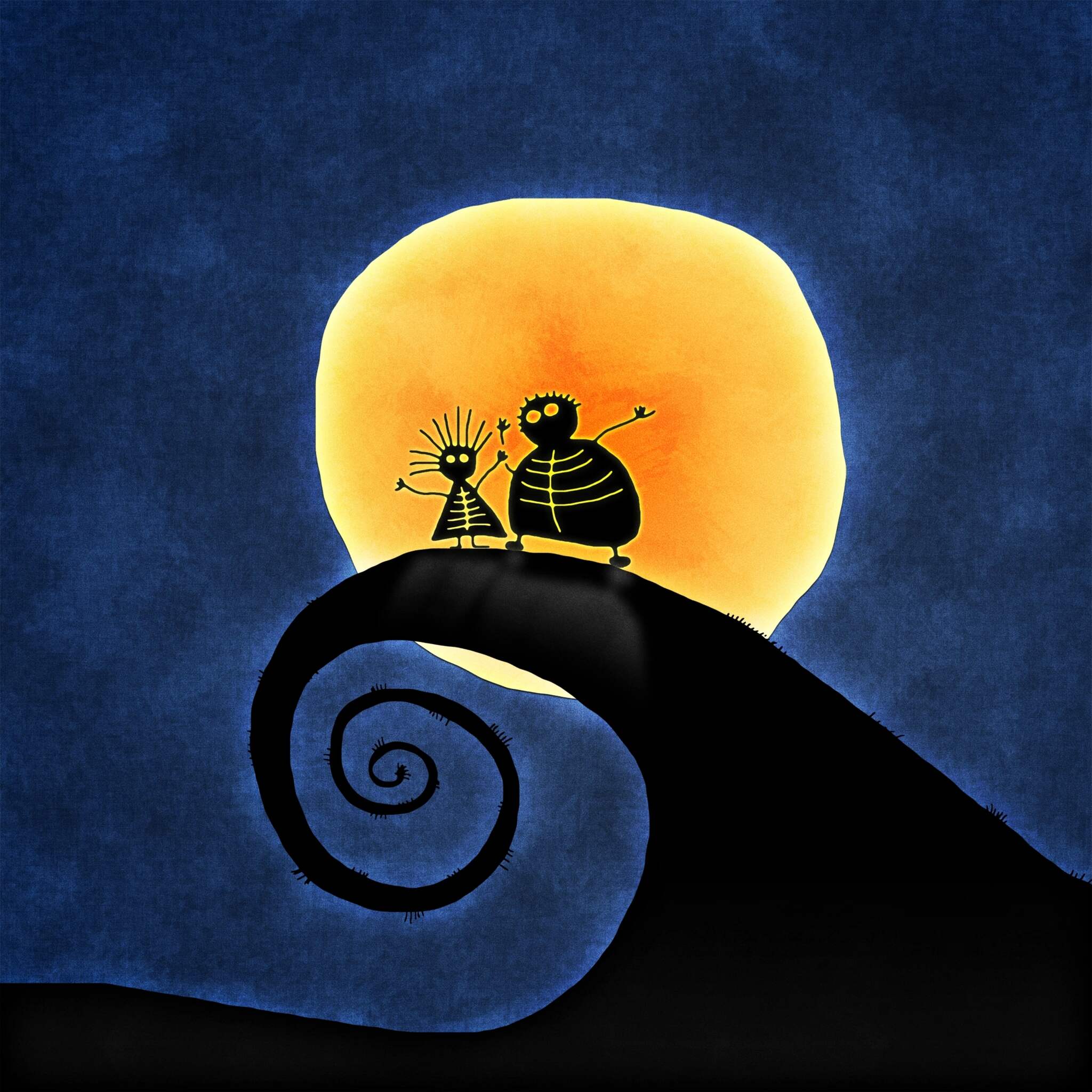 Silhouette collina spirale luna, 2048x2048 Hi-Res, Laptop