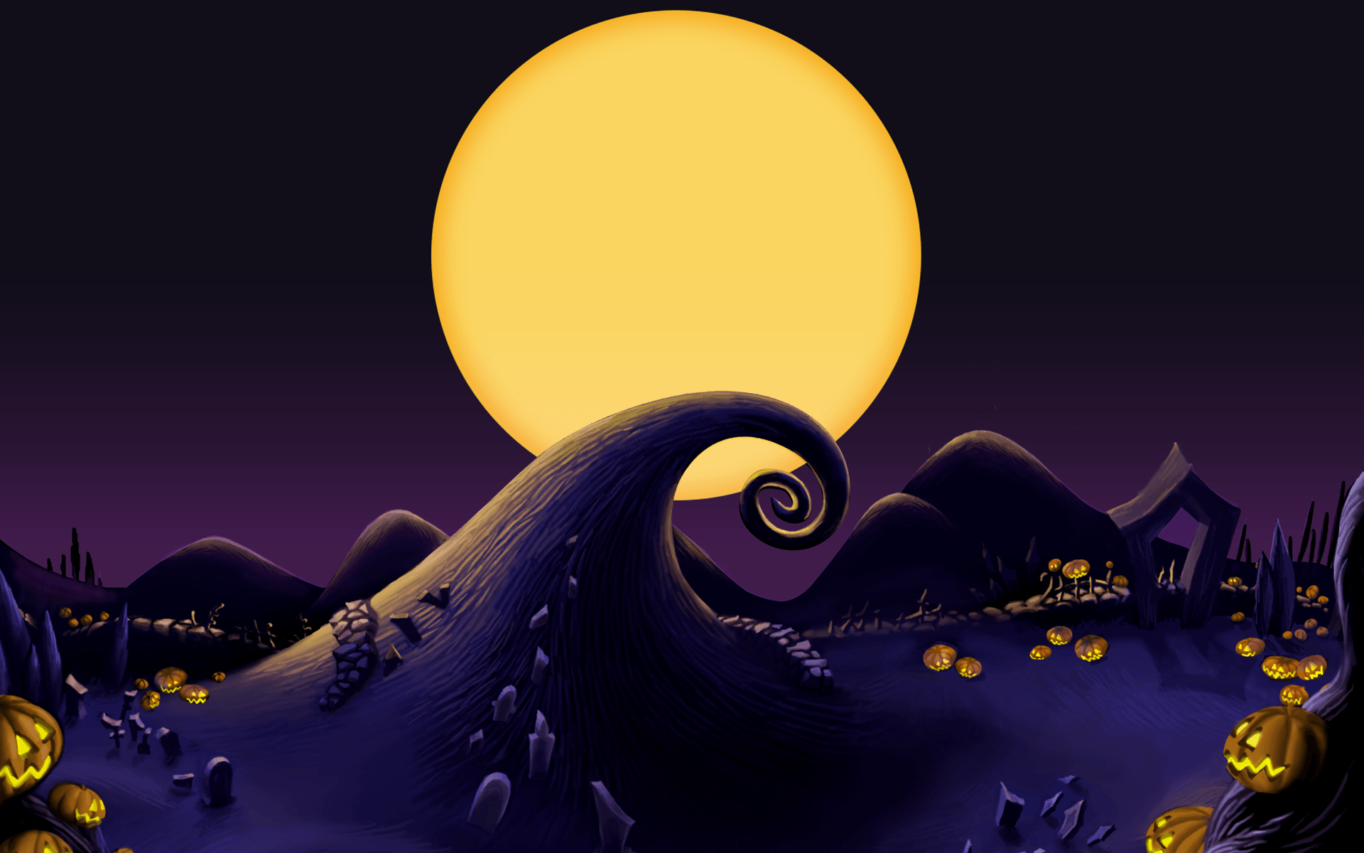 Collina a spirale luna gialla, 1920x1200 Full HD+, PC