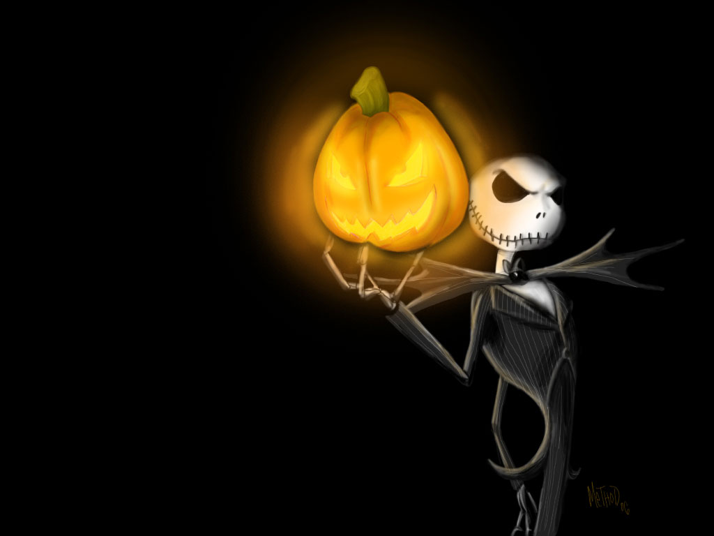 Jack Skellington con zucca luminosa, 1024x768 HD, Desktop