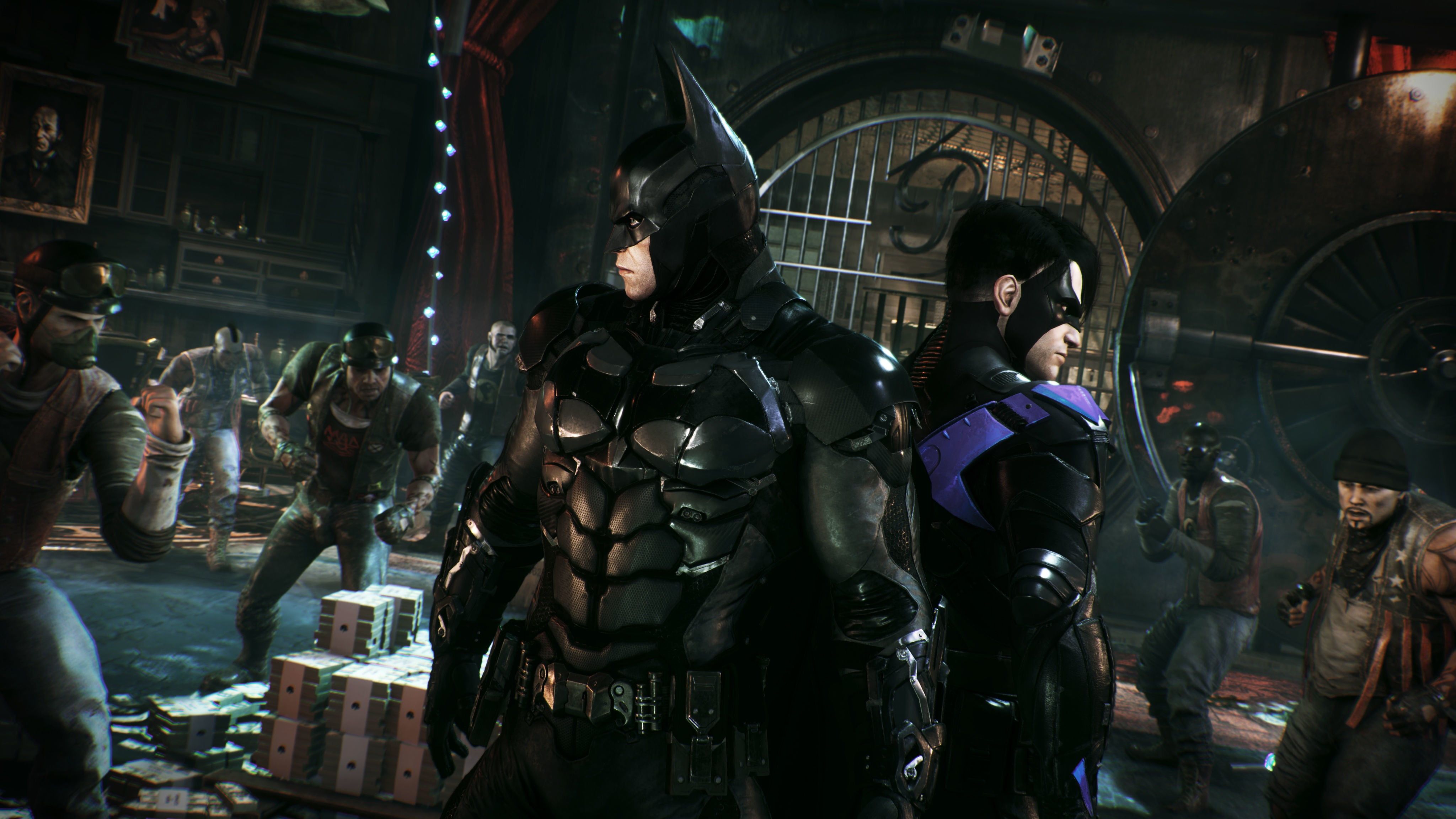 Batman e Nightwing, Arkham Knight, DC Comics, 4096x2304 UHD, PC 4K