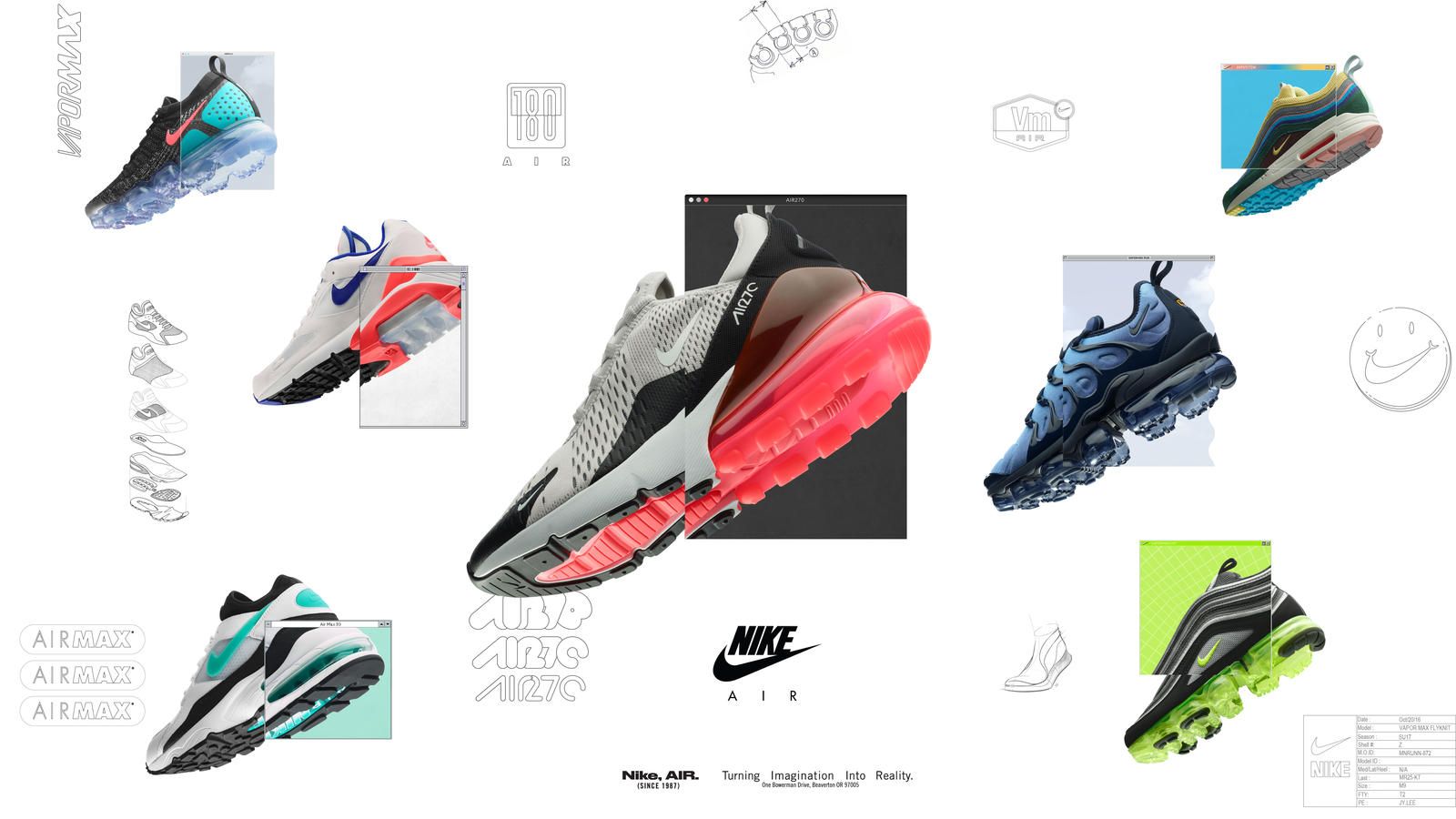 Nike Air Max sneaker collage, 1600x900 HD, iMac