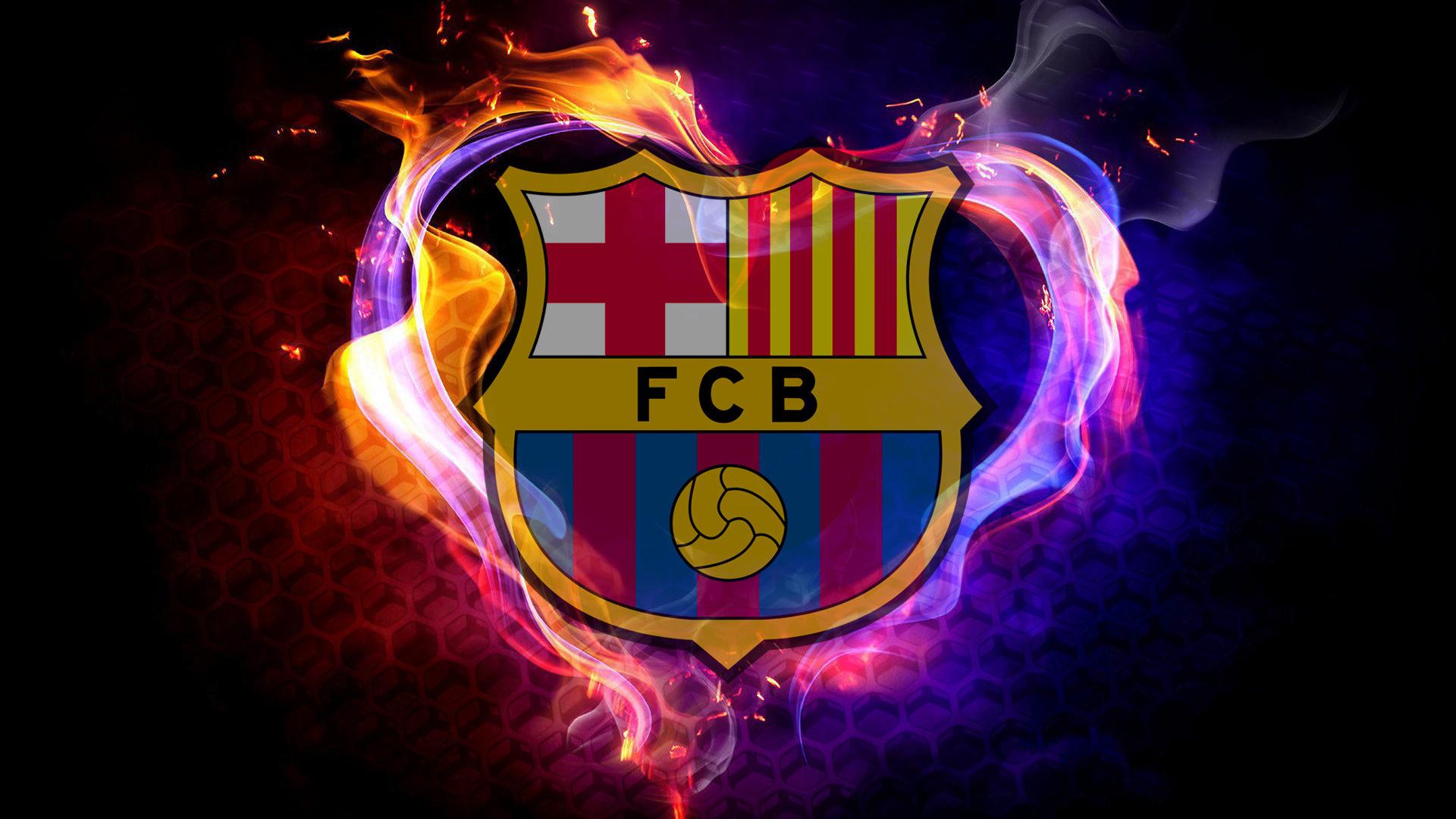 Logo FC Barcelona fiamme colorate, 1920x1080 1080p, Laptop