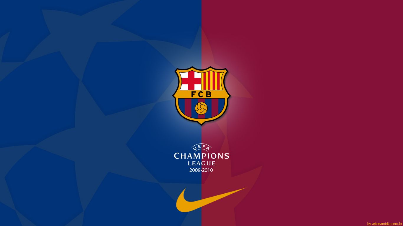 Logo FC Barcelona Champions League, 1366x768 HD, PC Desktop