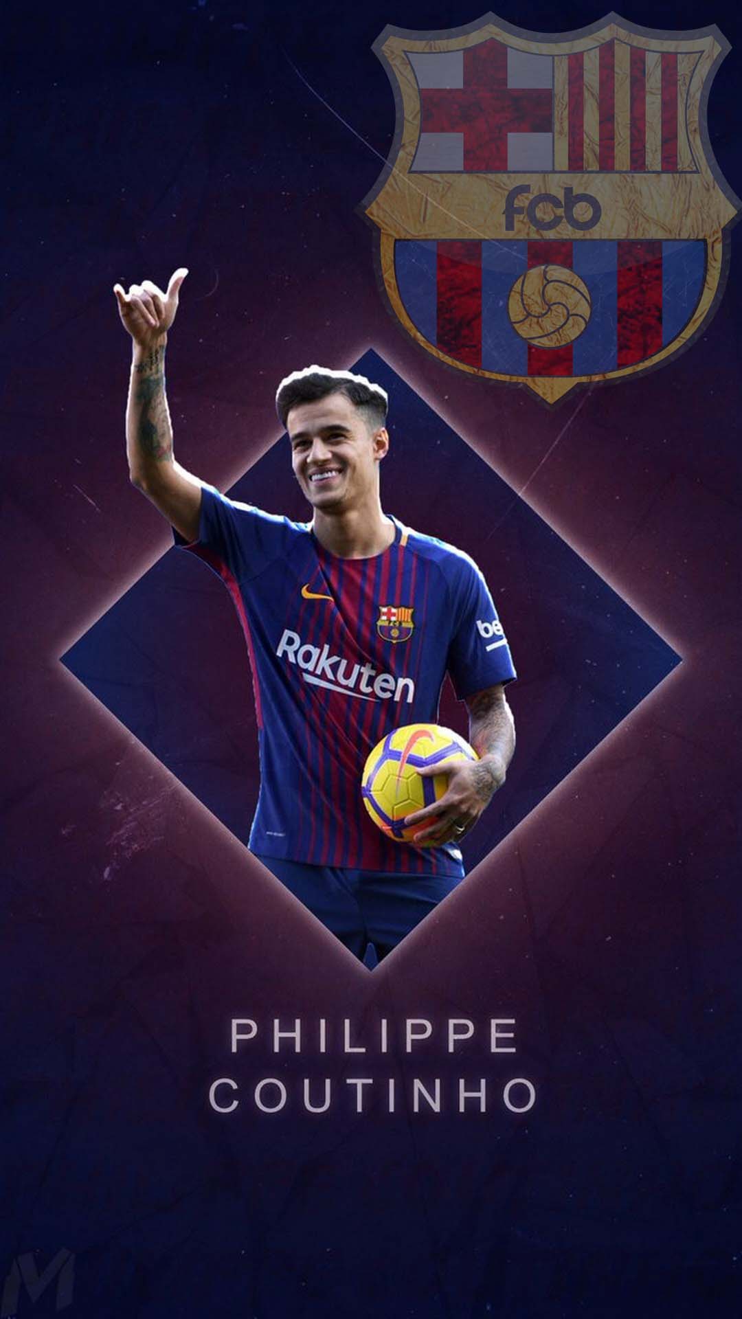 Philippe Coutinho FC Barcelona, 1080x1920 Full HD Verticale, Smartphone