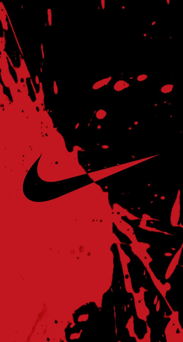 Logo Nike rosso e nero, 744x1392 Verticale, Android