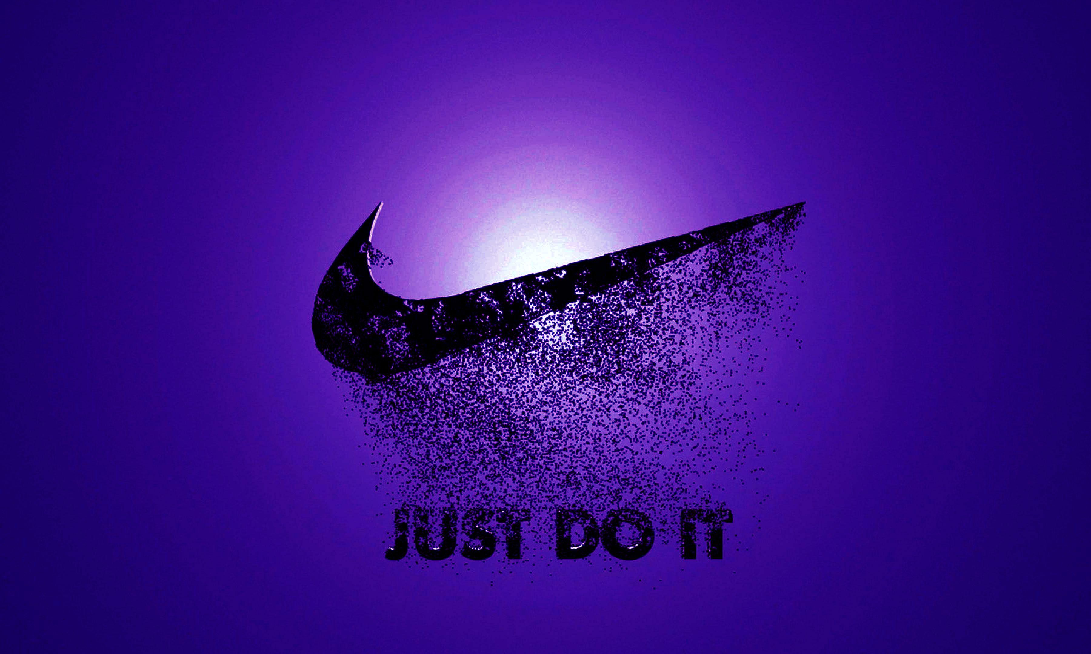 Logo Nike sfondo viola, 3600x2160 WQXGA, Desktop