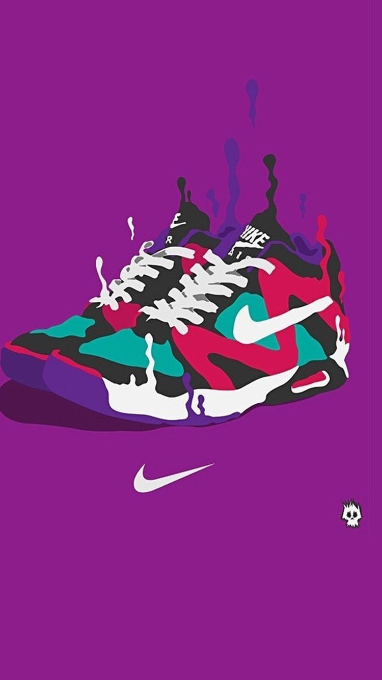 Sneaker Nike colorata sfondo viola, 750x1334 Full HD Verticale, iPhone