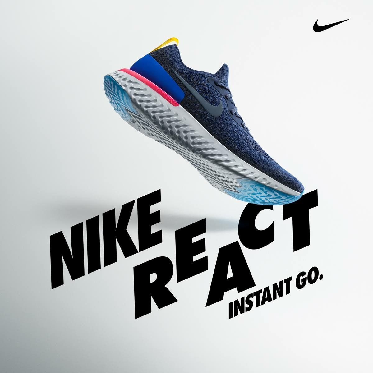Scarpa Nike Epic React blu, swoosh, 1200x1200 HD, PC