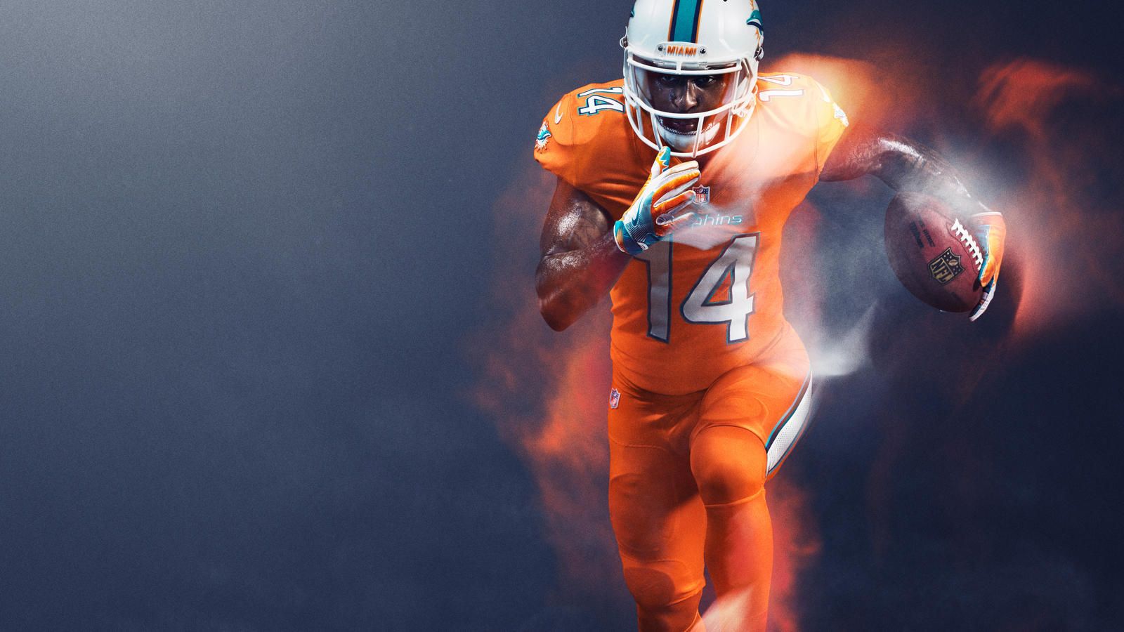 Giocatore football Dolphins arancione, 1600x900 HD, PC