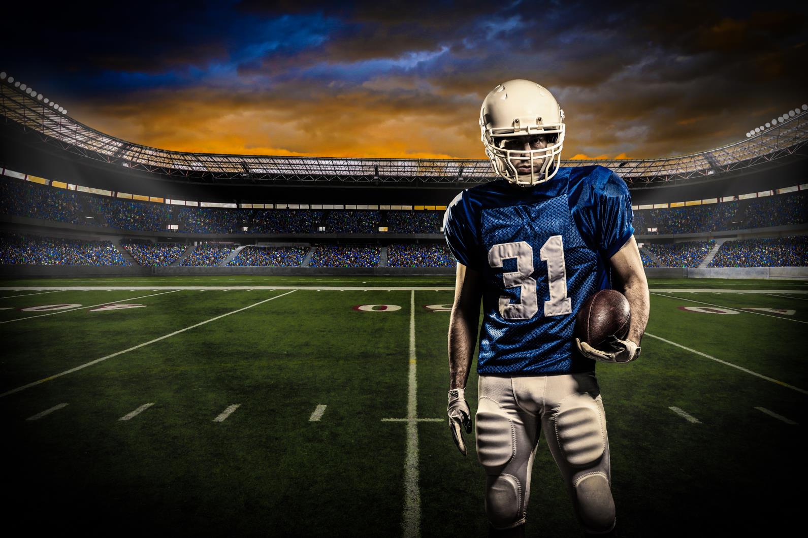 Giocatore football americano stadio, 1591x1060 HD, Desktop