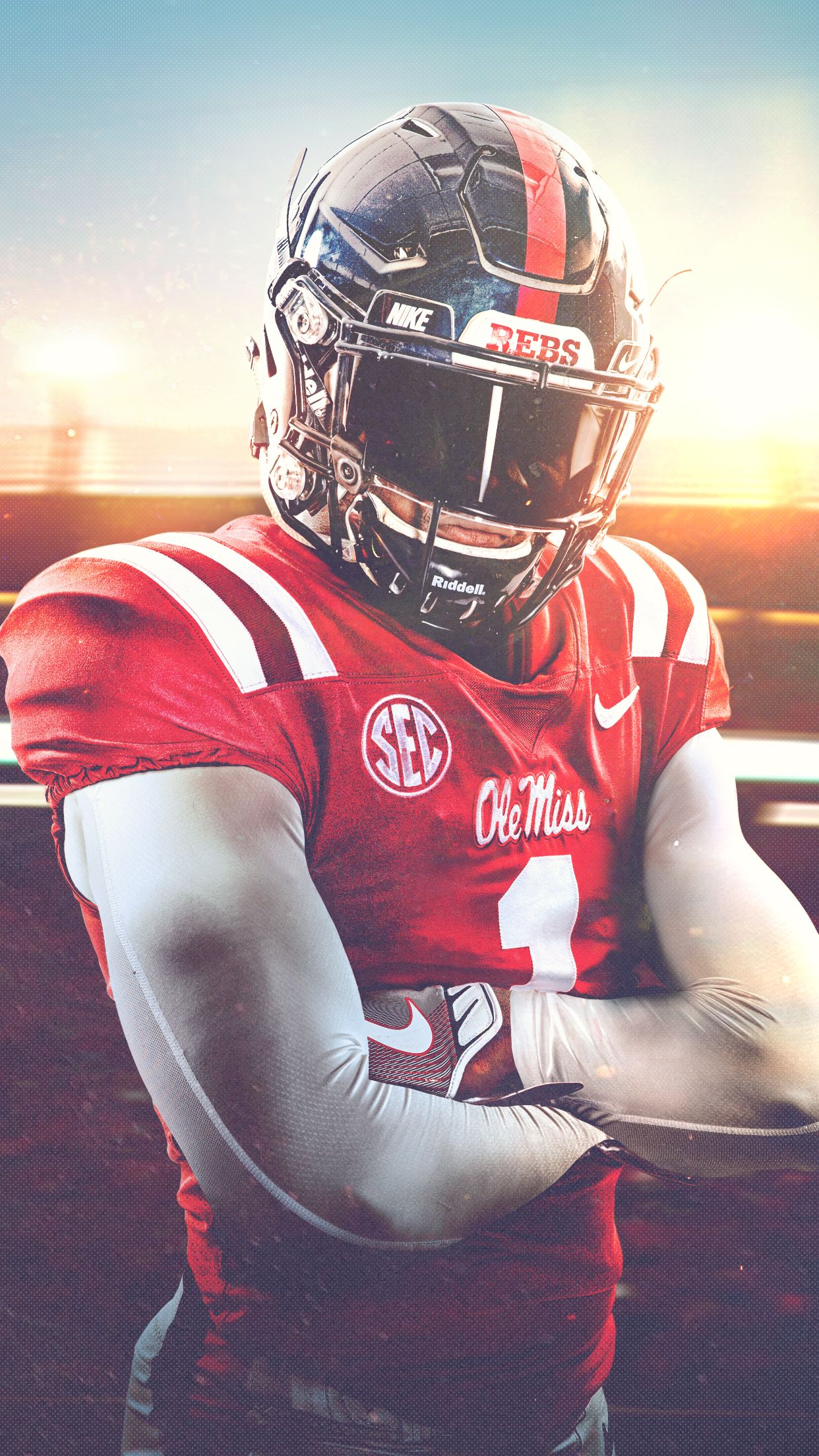 Giocatore football Ole Miss rosso, 1242x2208 Verticale, Mobile