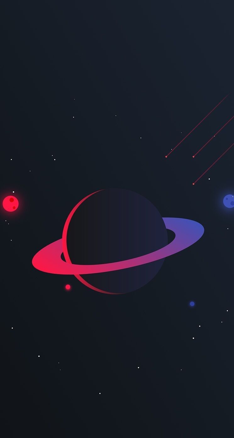 Pianeta con anello, stile spaziale, 744x1392 Full HD Verticale, iPhone