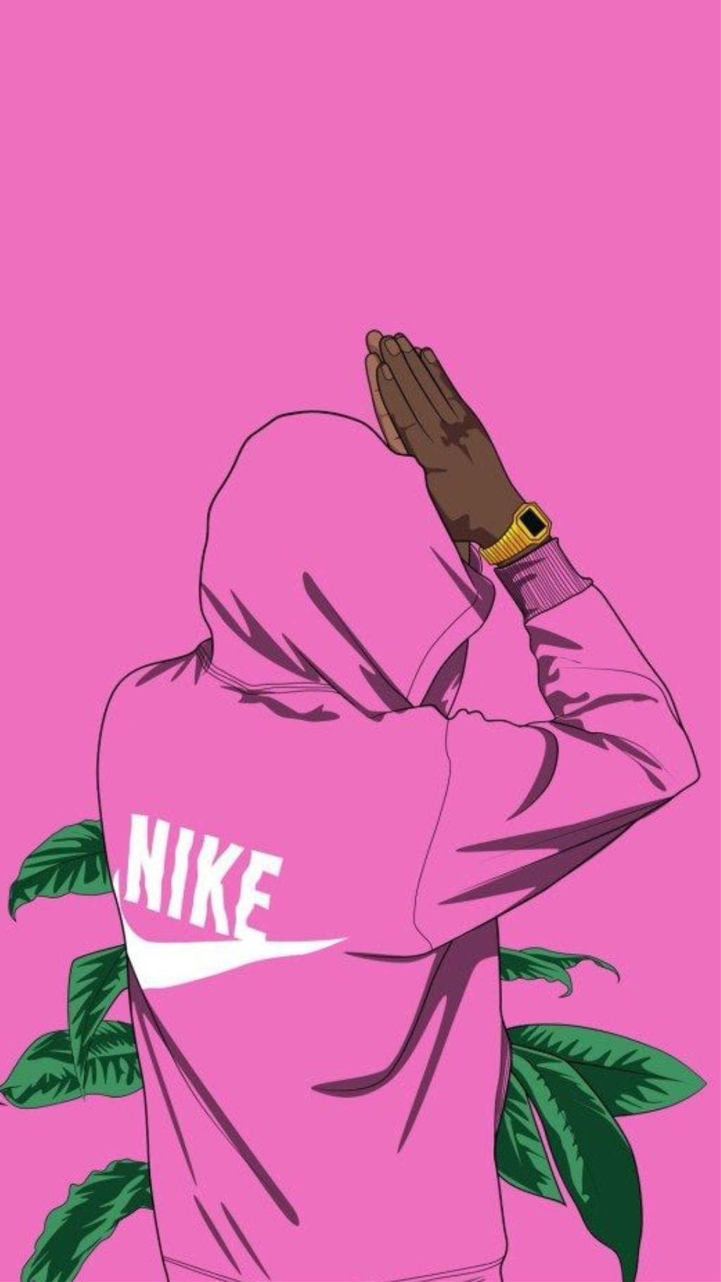 Uomo con felpa rosa Nike, 1024x1820 Verticale, Telefono