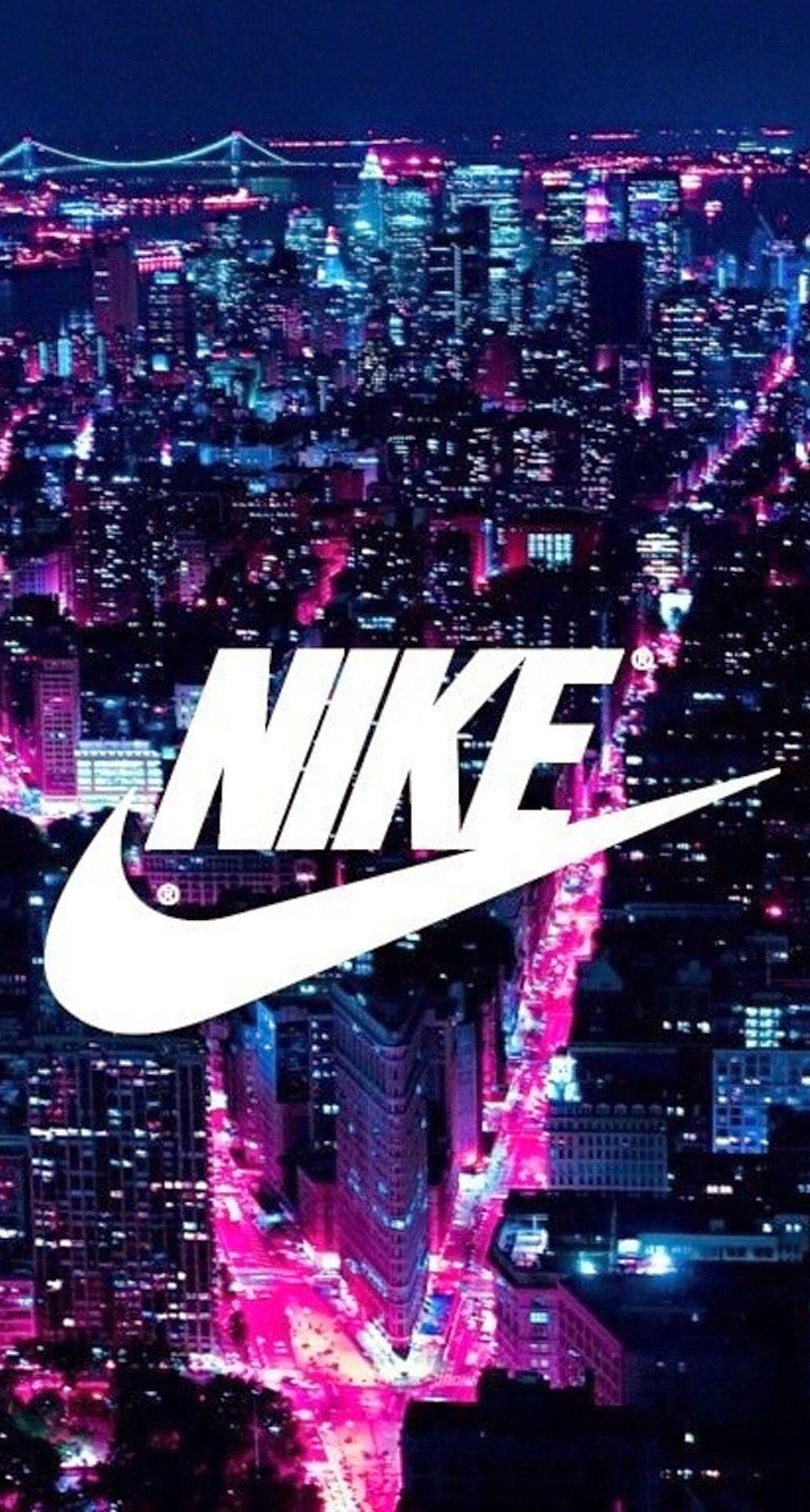 Logo Nike su città notturna, swoosh, 1028x1920 Full HD Verticale, iPhone