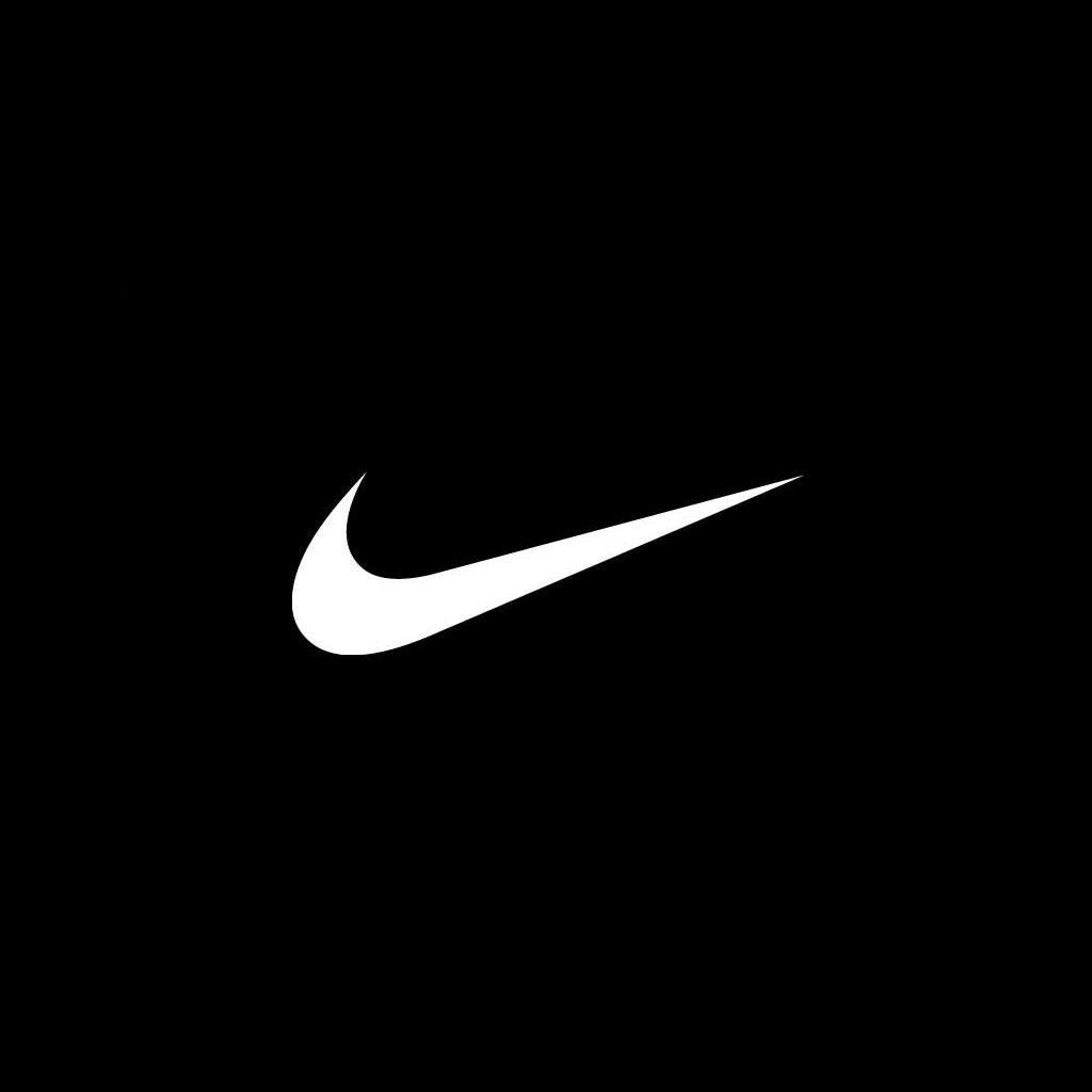 Logo Nike bianco su nero, abbigliamento sportivo, 1024x1024 HD, iPad Air