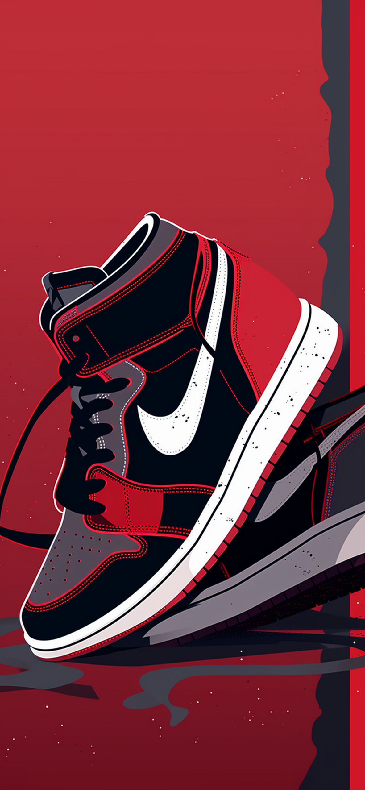 Sneaker Nike Jordan rossa nera, swoosh, 1183x2560 Verticale, Mobile