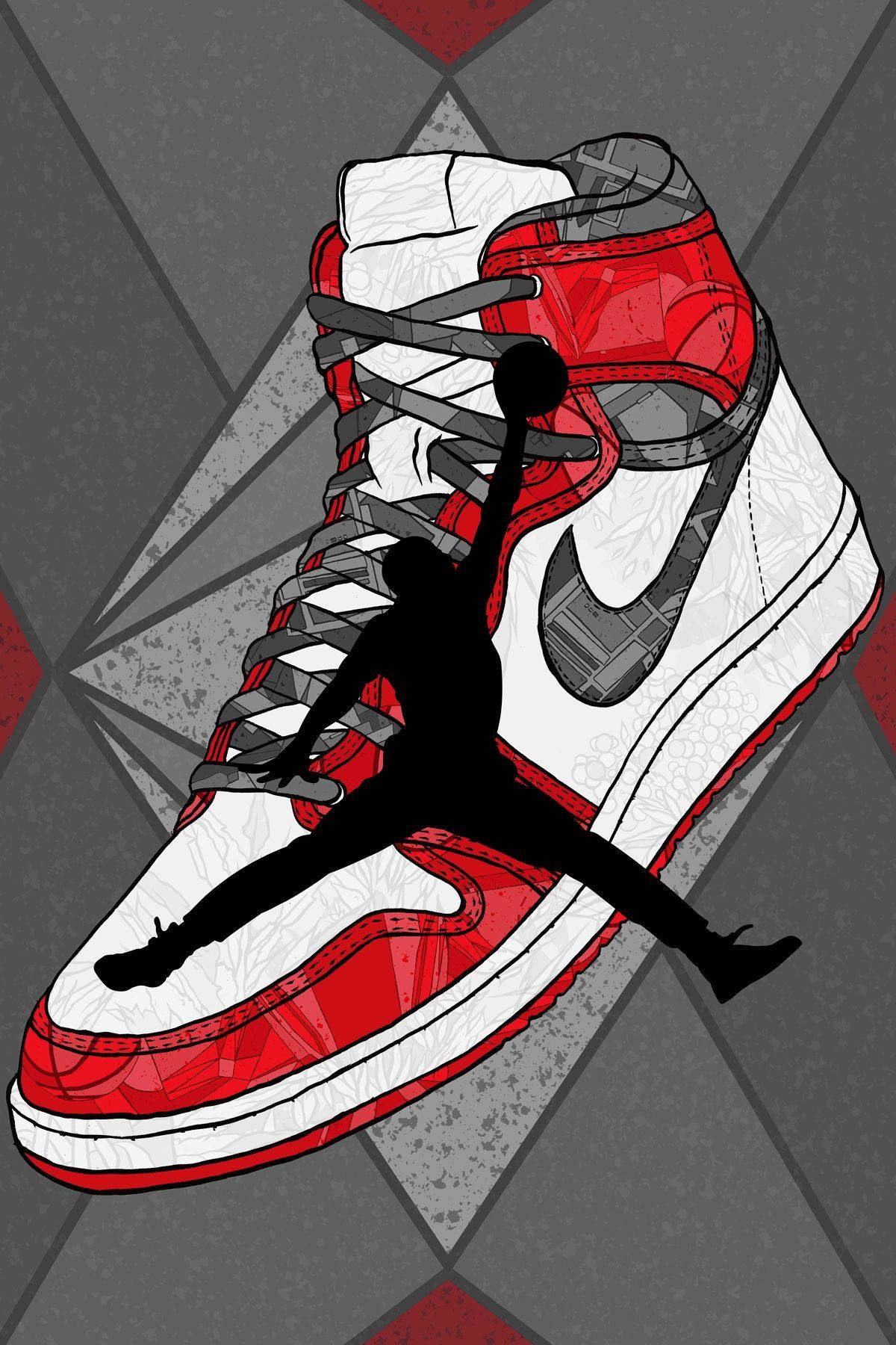 Scarpa Air Jordan cartoon rossa, Nike, 1200x1800 Full HD Verticale, Smartphone