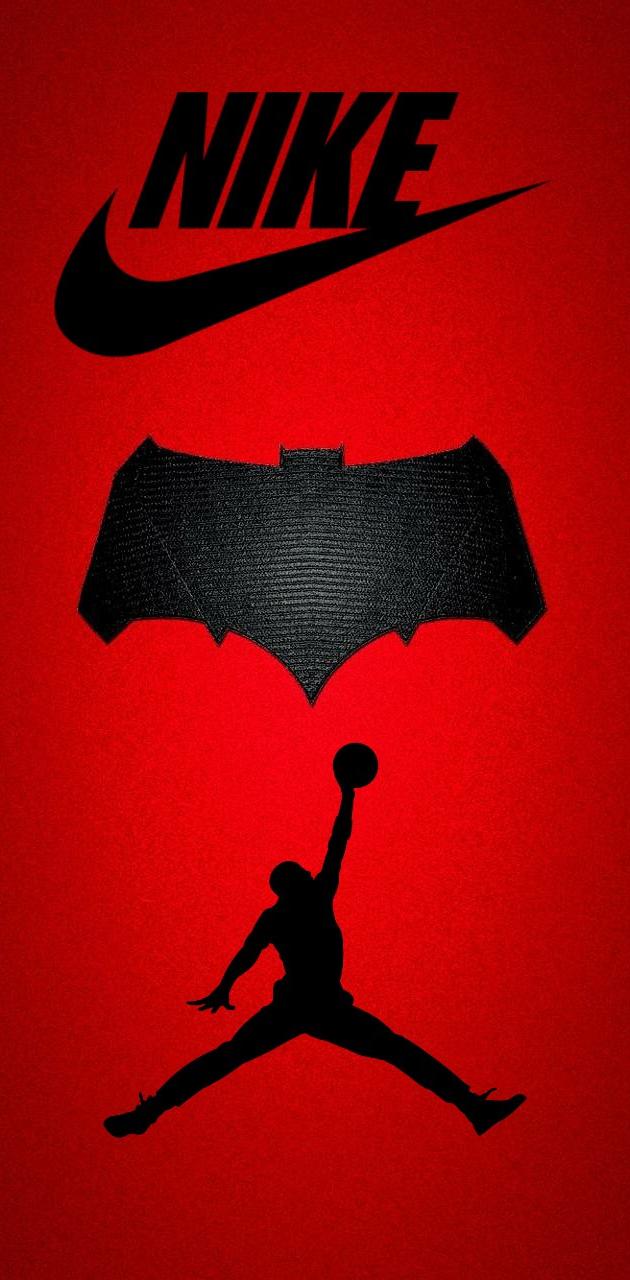 Logo Nike Jordan Batman rosso, DC Comics, 630x1280 Verticale, Telefono