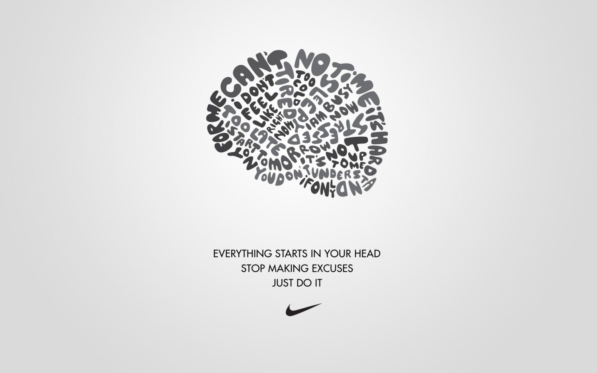 Nike tipografia cervello frasi motivazionali, swoosh, 1920x1200 WUXGA, Laptop